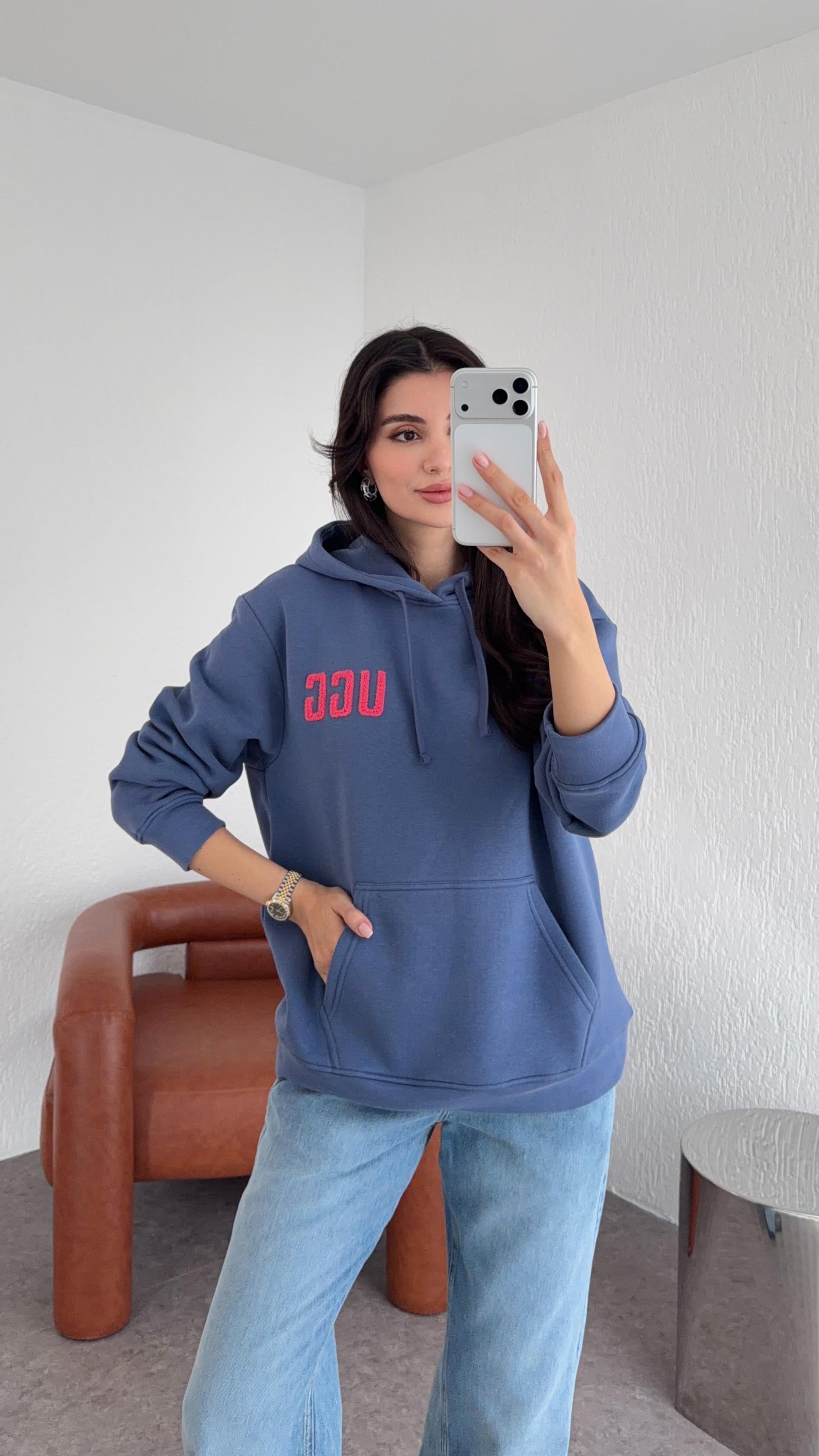 Kanguru Cepli Lacivert Sweat