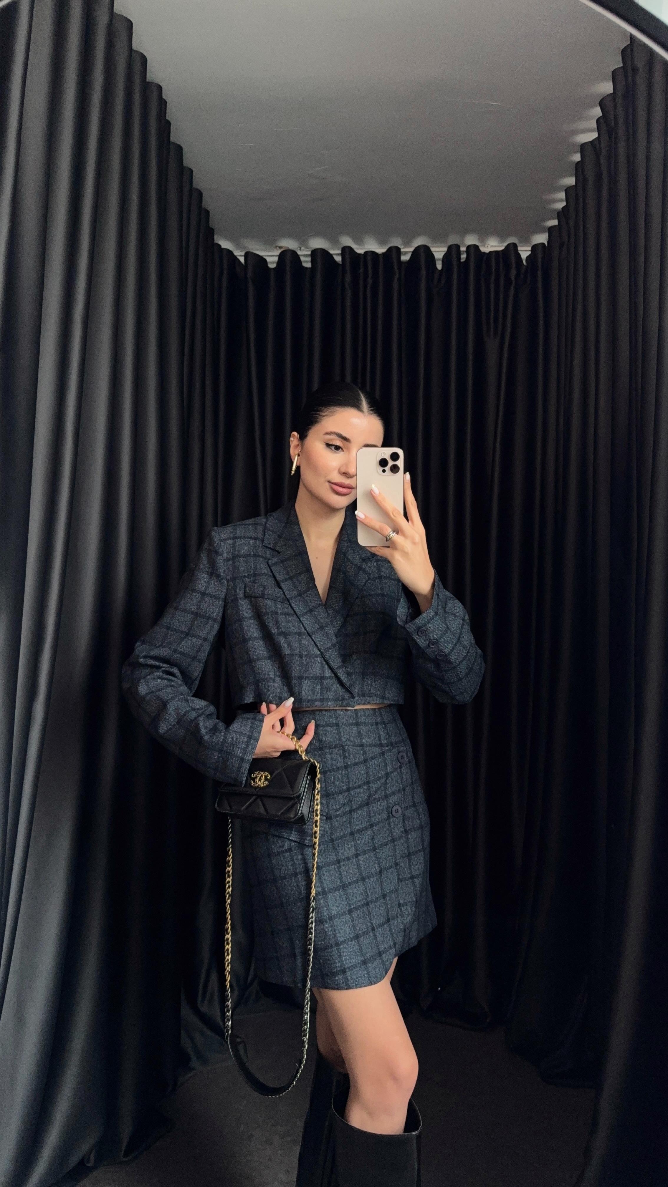 Kareli Lacivert Ceket