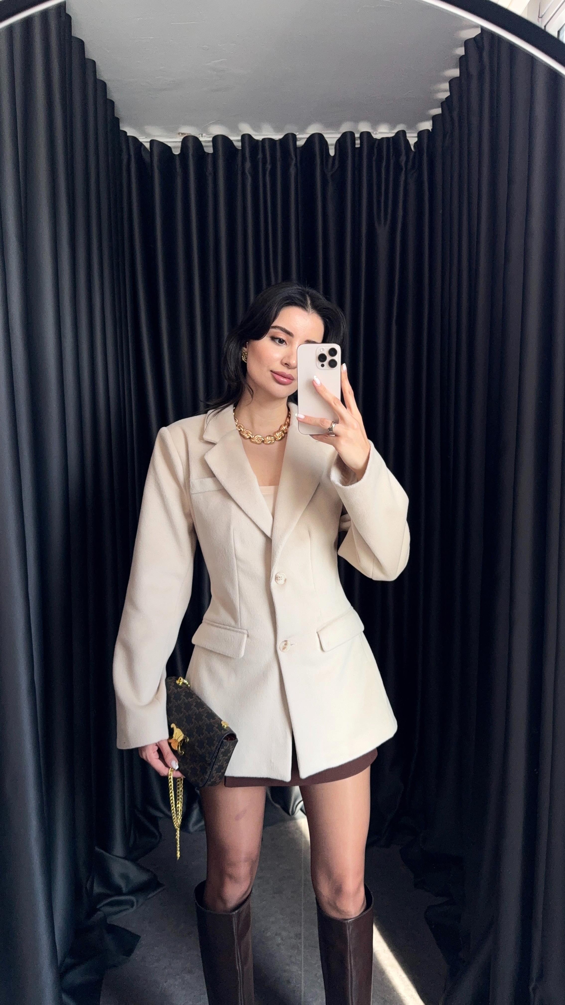 Kaşe Krem Blazer Ceket