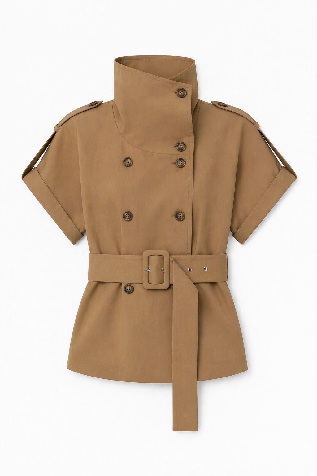 Kemerli Camel Premium Trenç Yelek