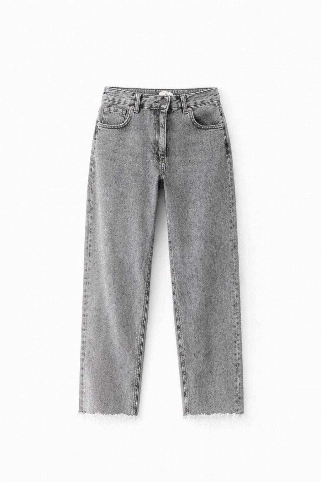 Kesik Paça Boyfit Füme Pantolon