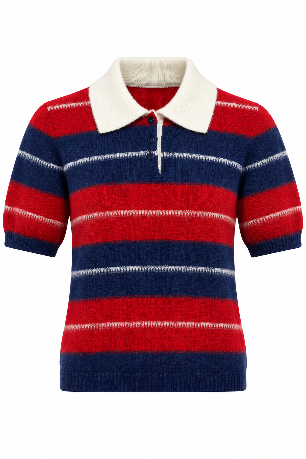 Kırmızı Kontrast Polo Yaka Dokulu Triko