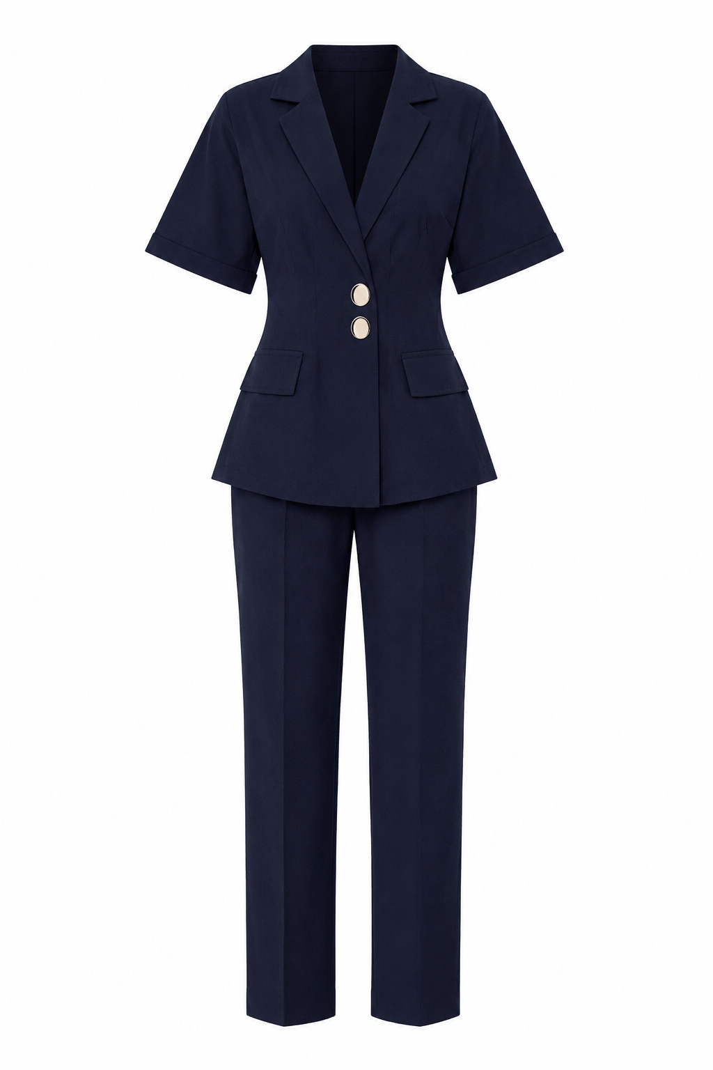Kısa Kollu Blazer-Pantolon Lacivert Takım