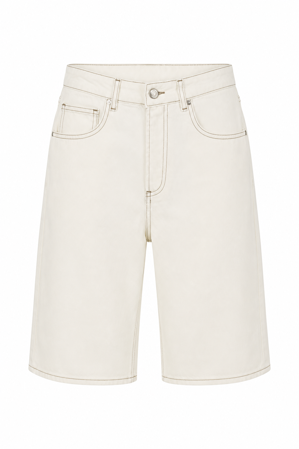 Kontrast Dikişli Bermuda Denim Şort