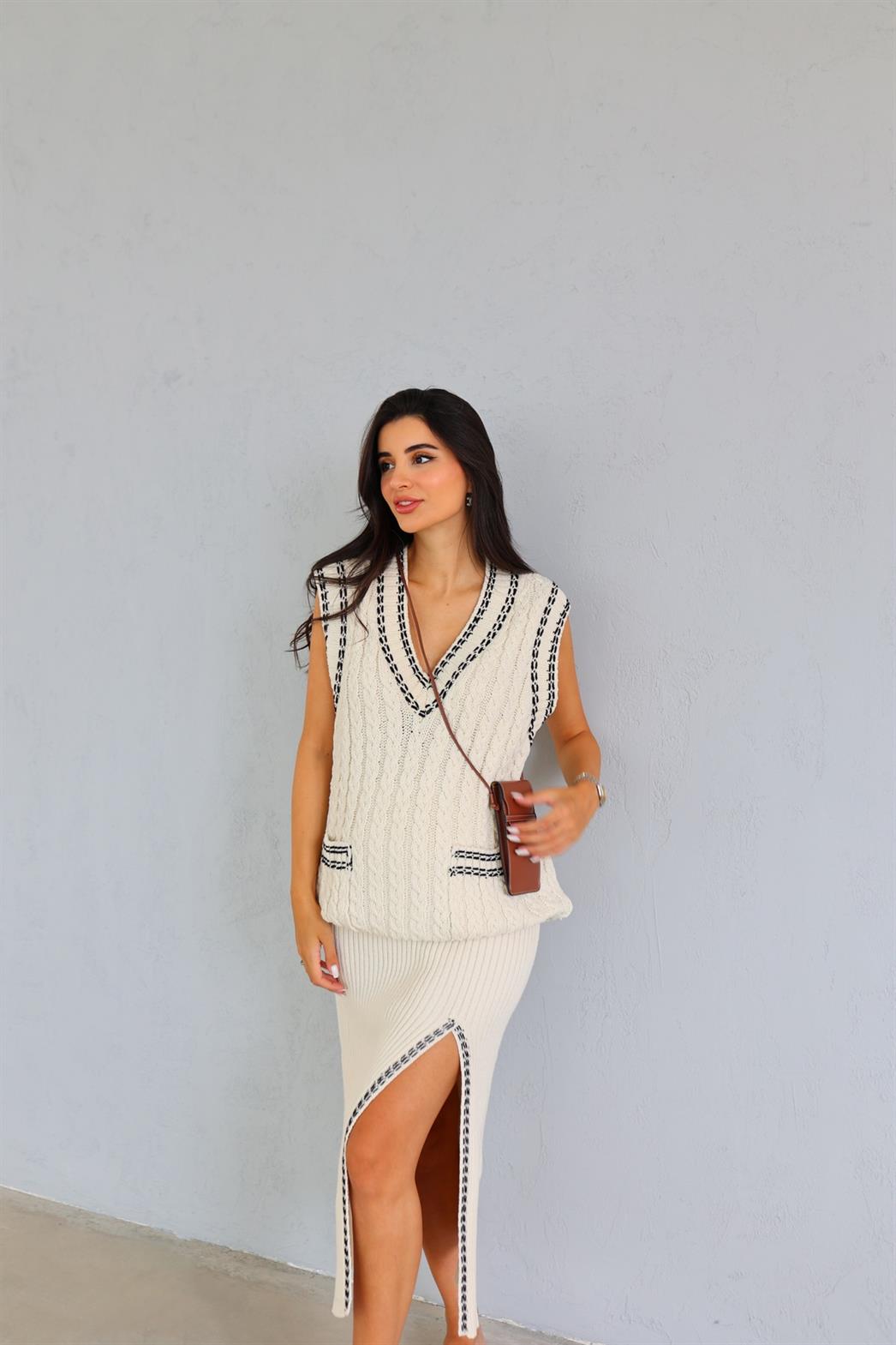 Kontrast Örgü Süveter