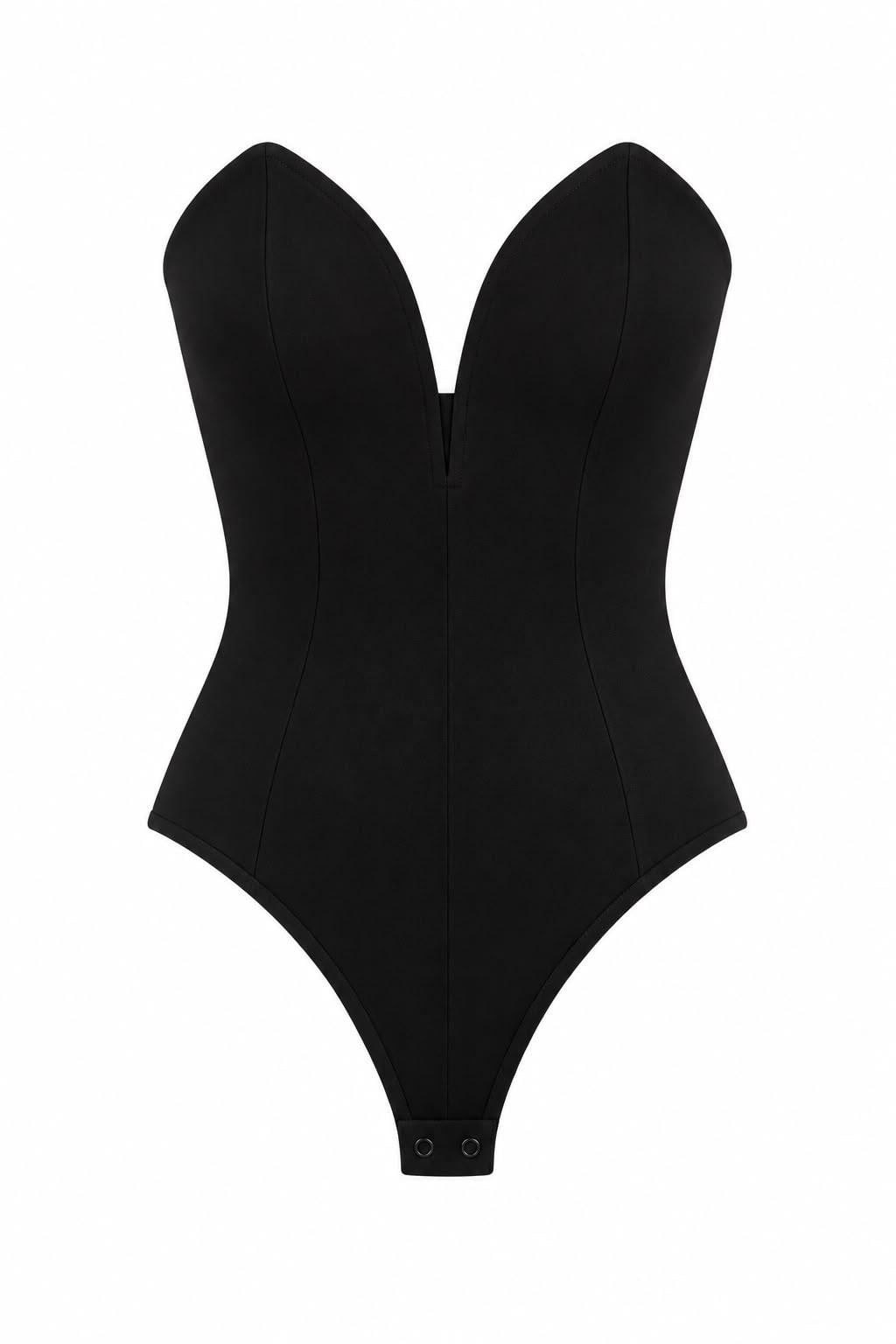 Korse Form Siyah Bodysuit