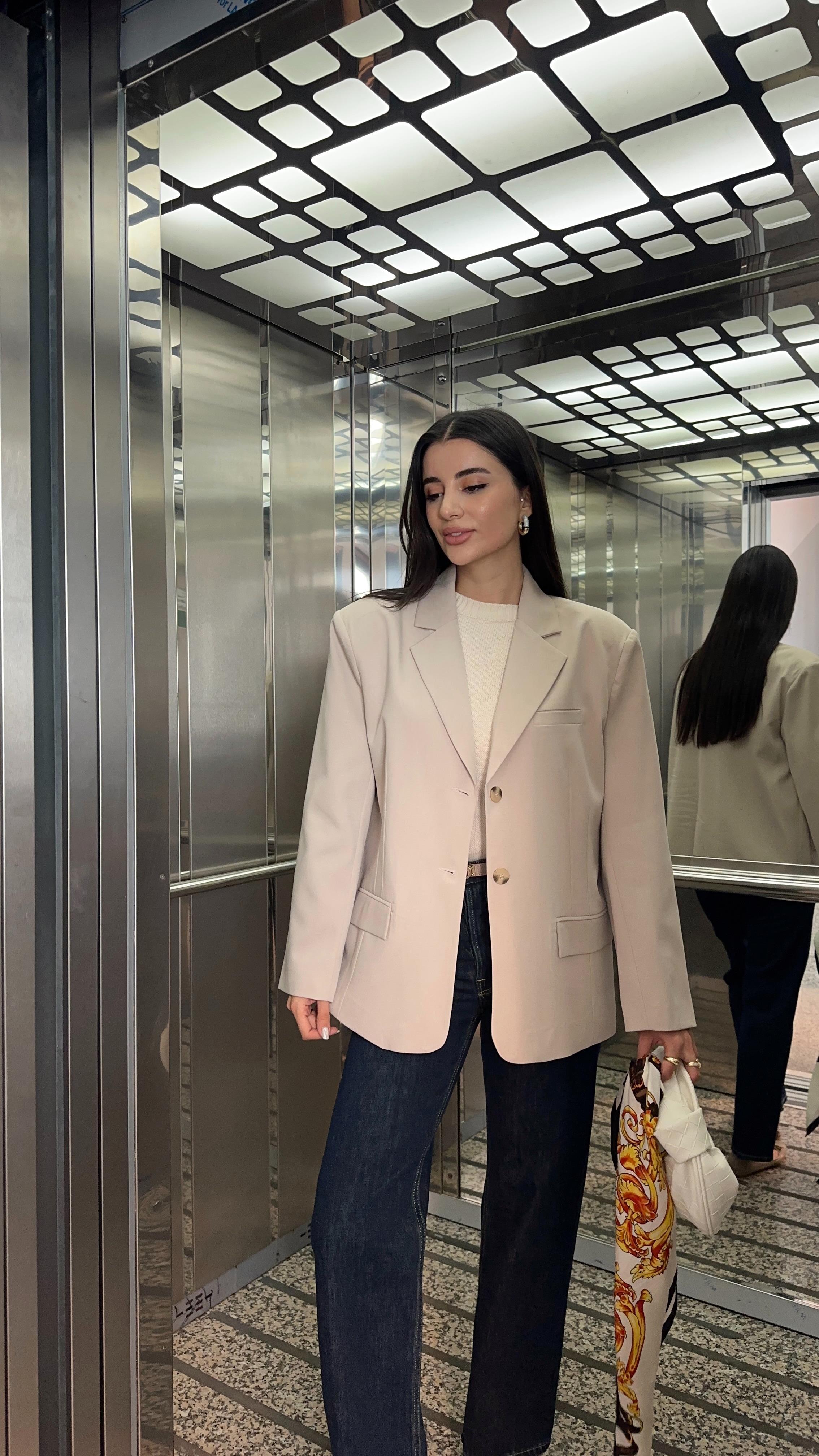 Krem Premium Blazer Ceket