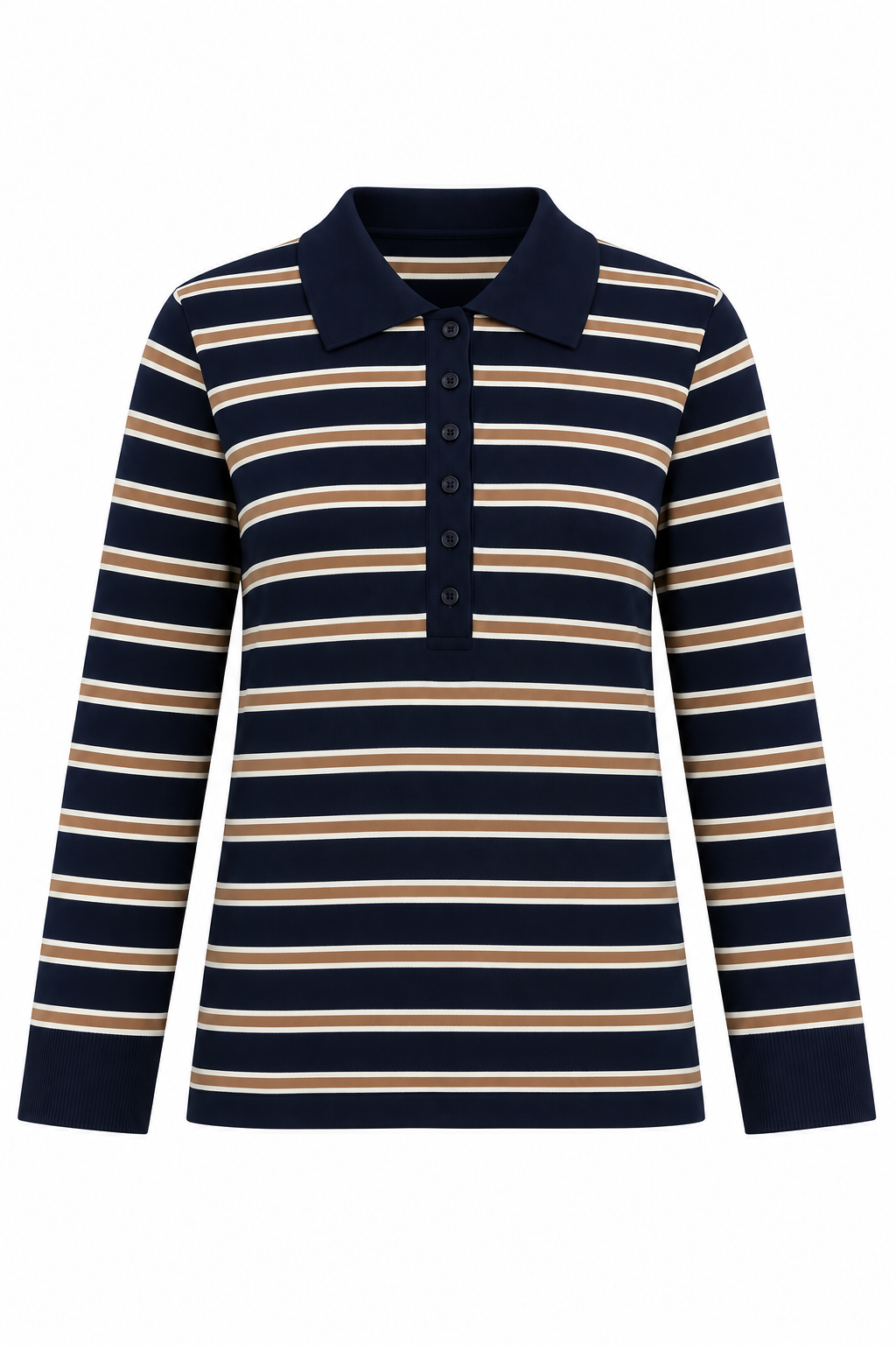 Lacivert Çizgili Polo Yaka Triko Sweat