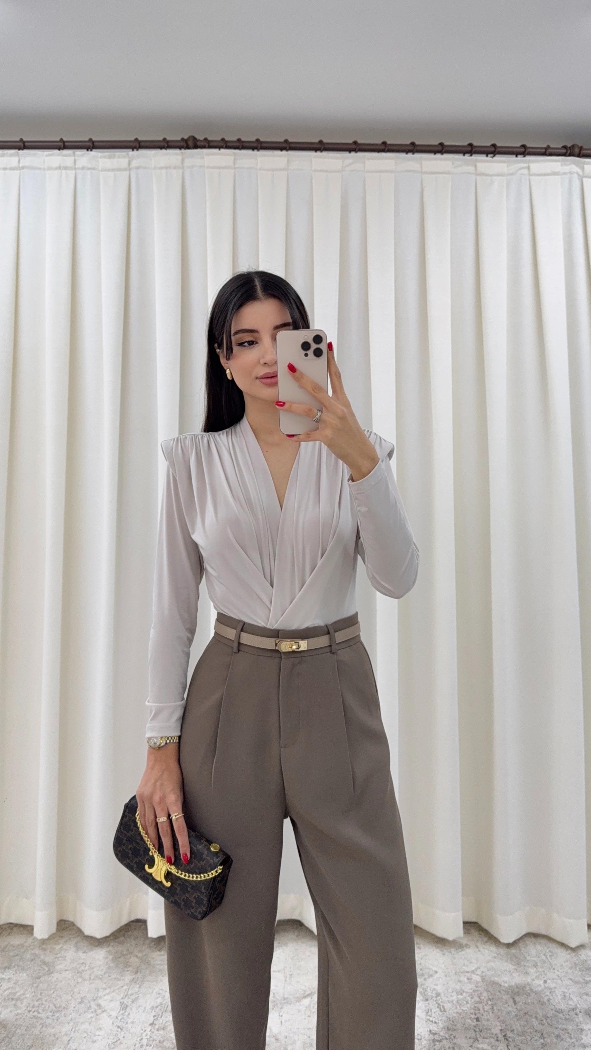 Lazer Kesim Açık Vizon Bodysuit