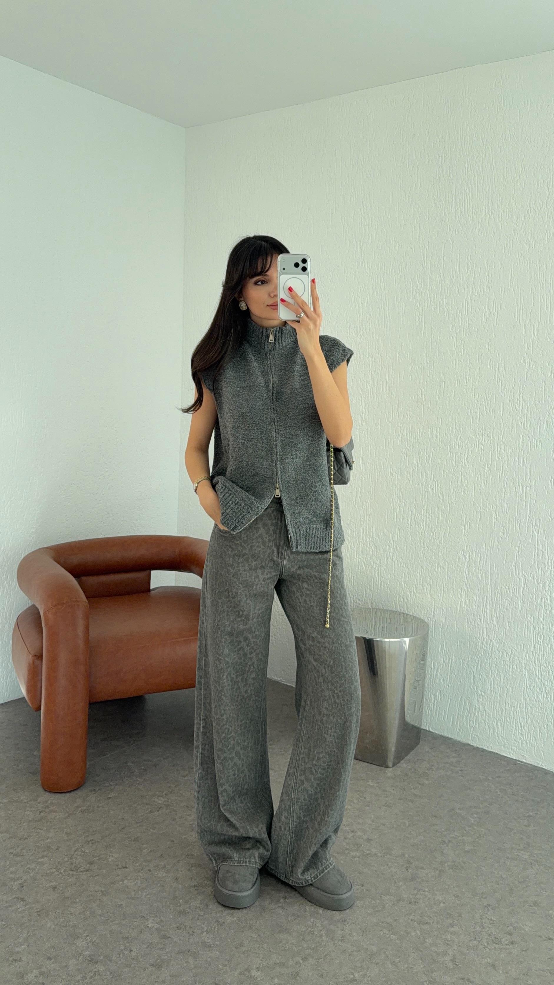 Leopar Desenli Gri Jean