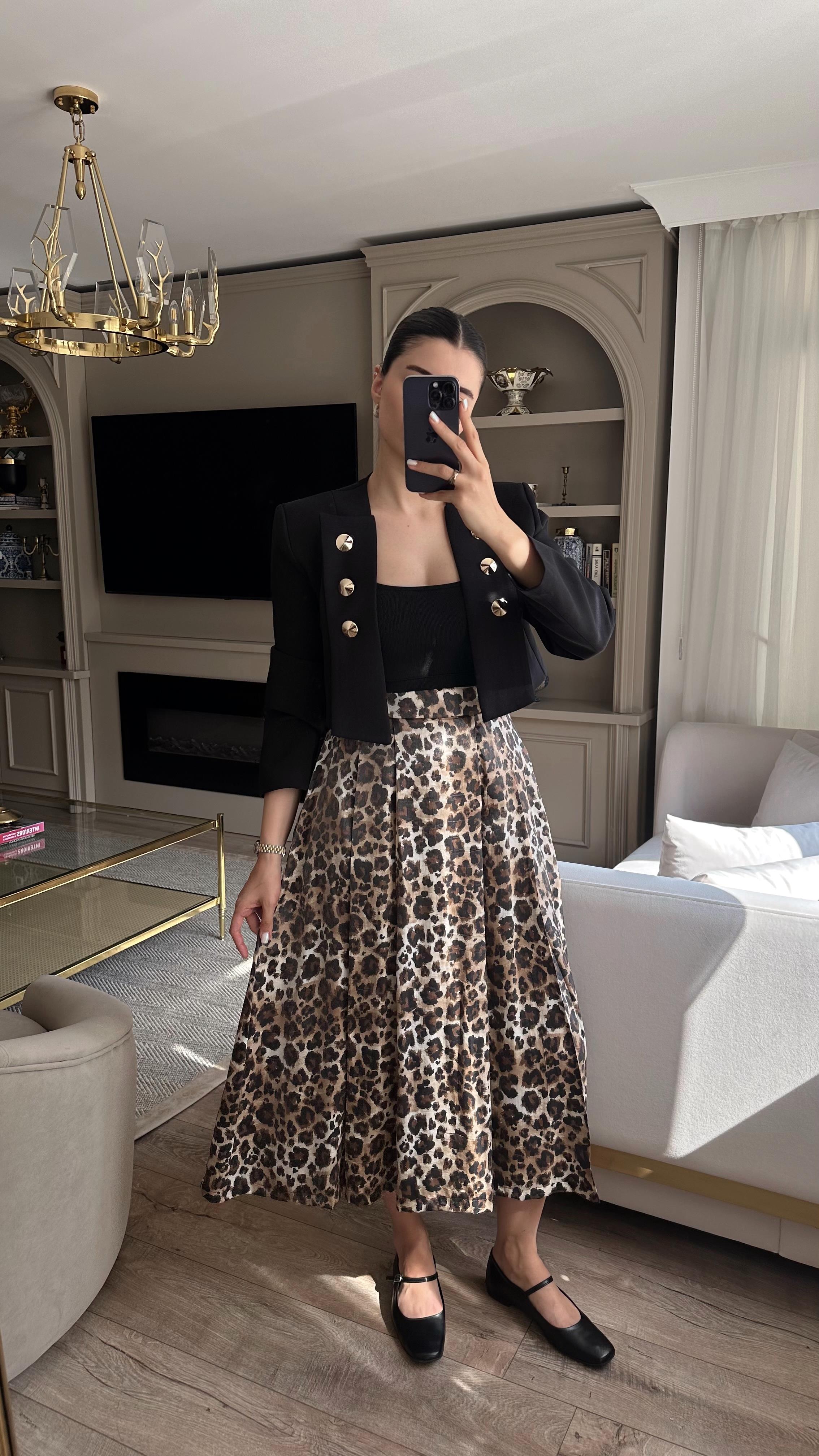 Leopar Desenli Maxi Etek