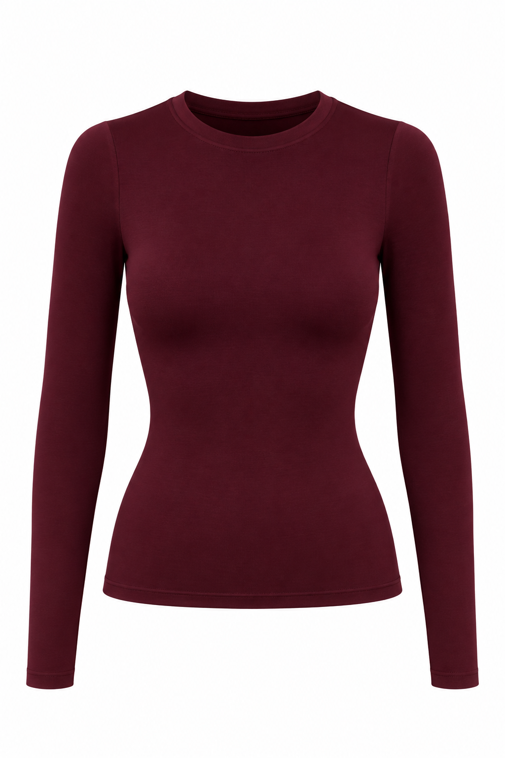 Likralı Basic Bordo Bluz