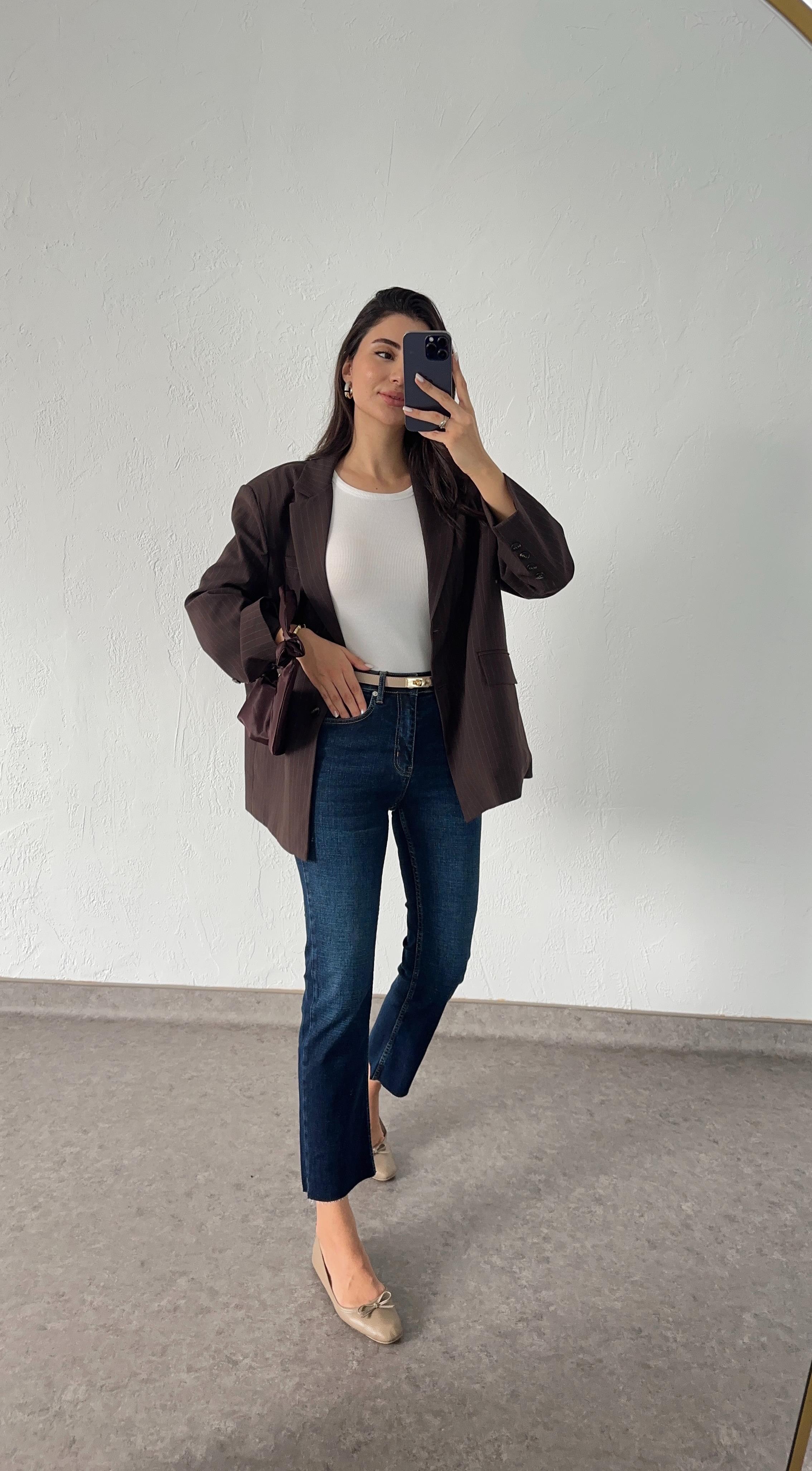 Likralı Koyu Mavi Boyfit