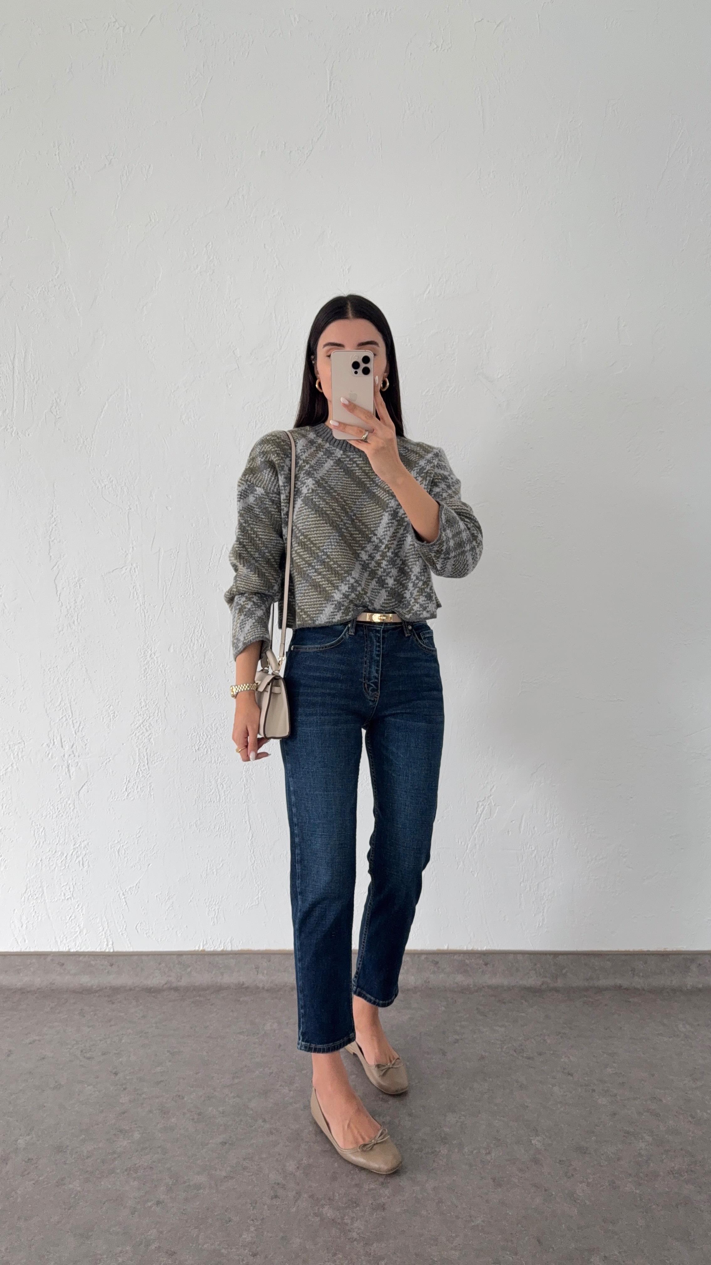 Likralı Koyu Mavi Mom Jean