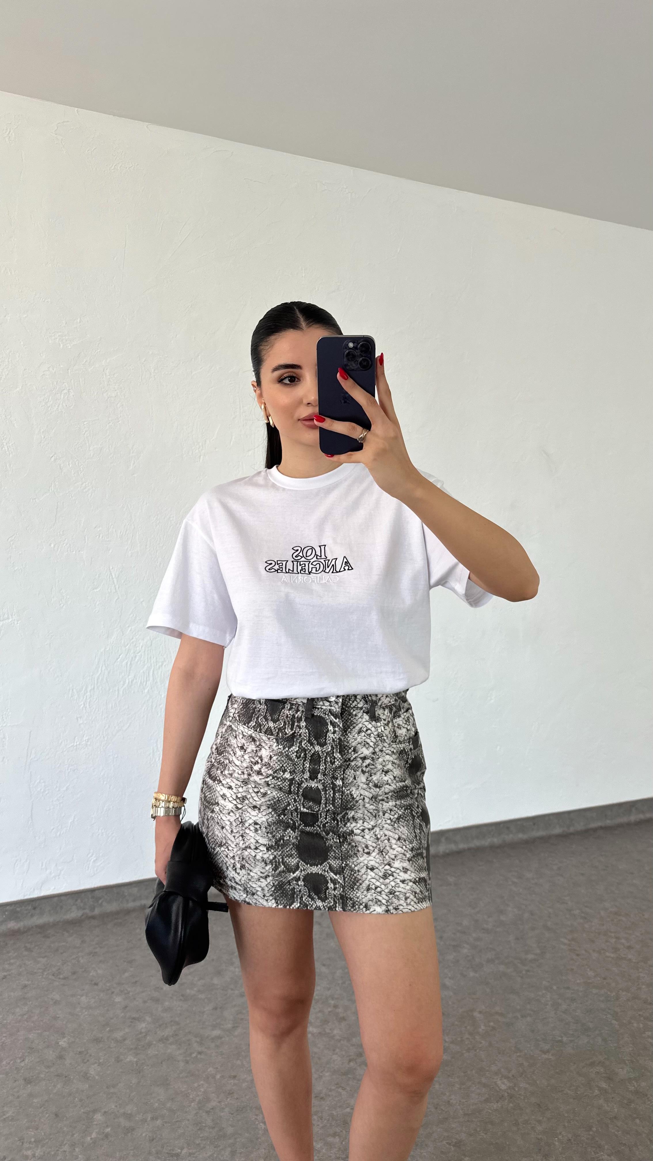 Los Angeles Baskılı Beyaz Tshirt