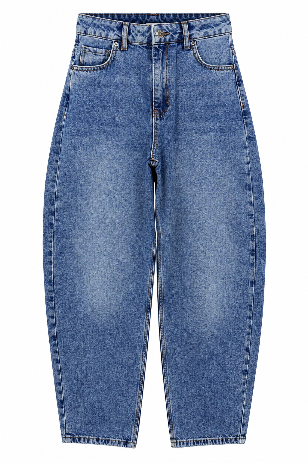 Mavi Yıkamalı Barrel Jean