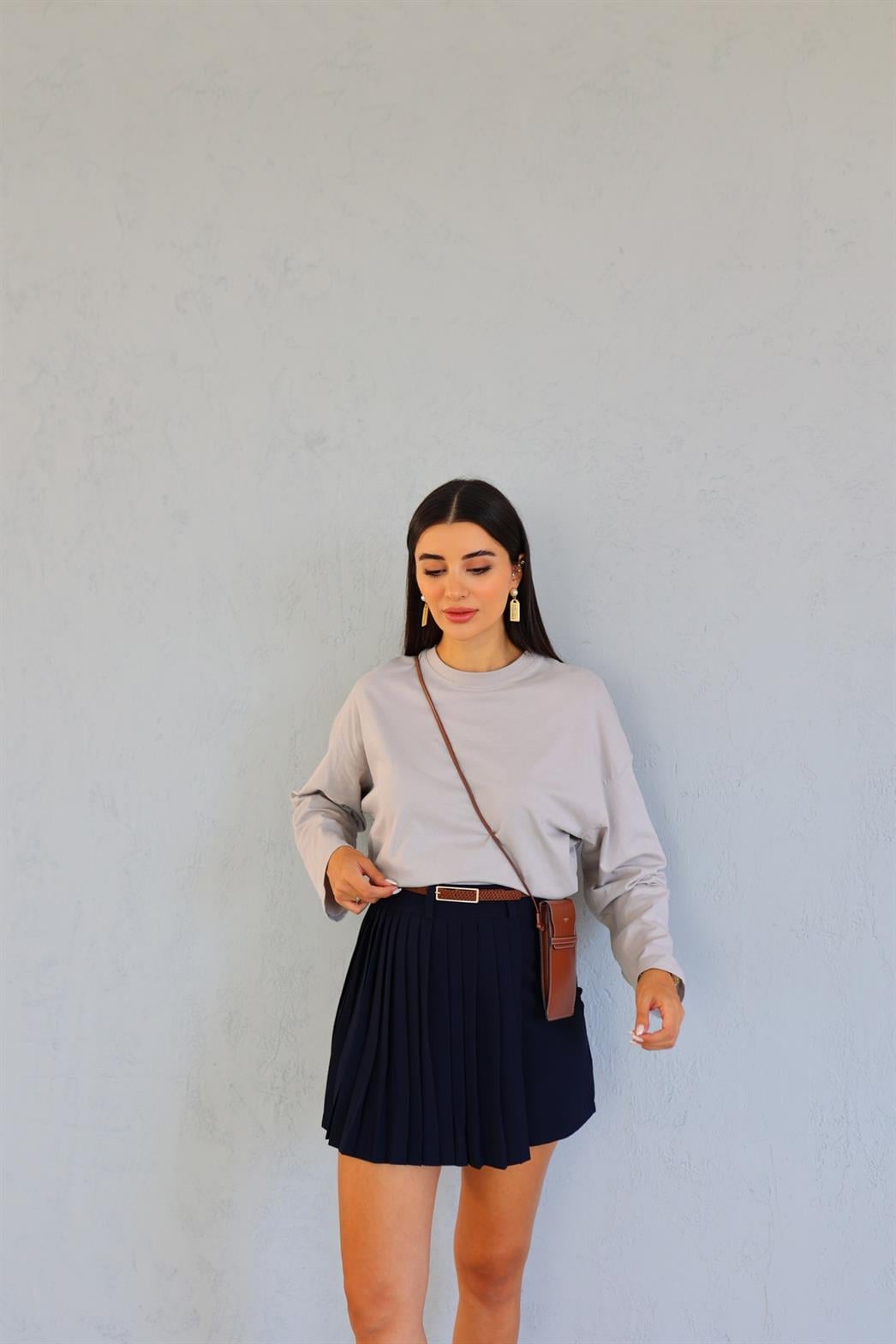 Mevsimlik Gri Basic Sweat