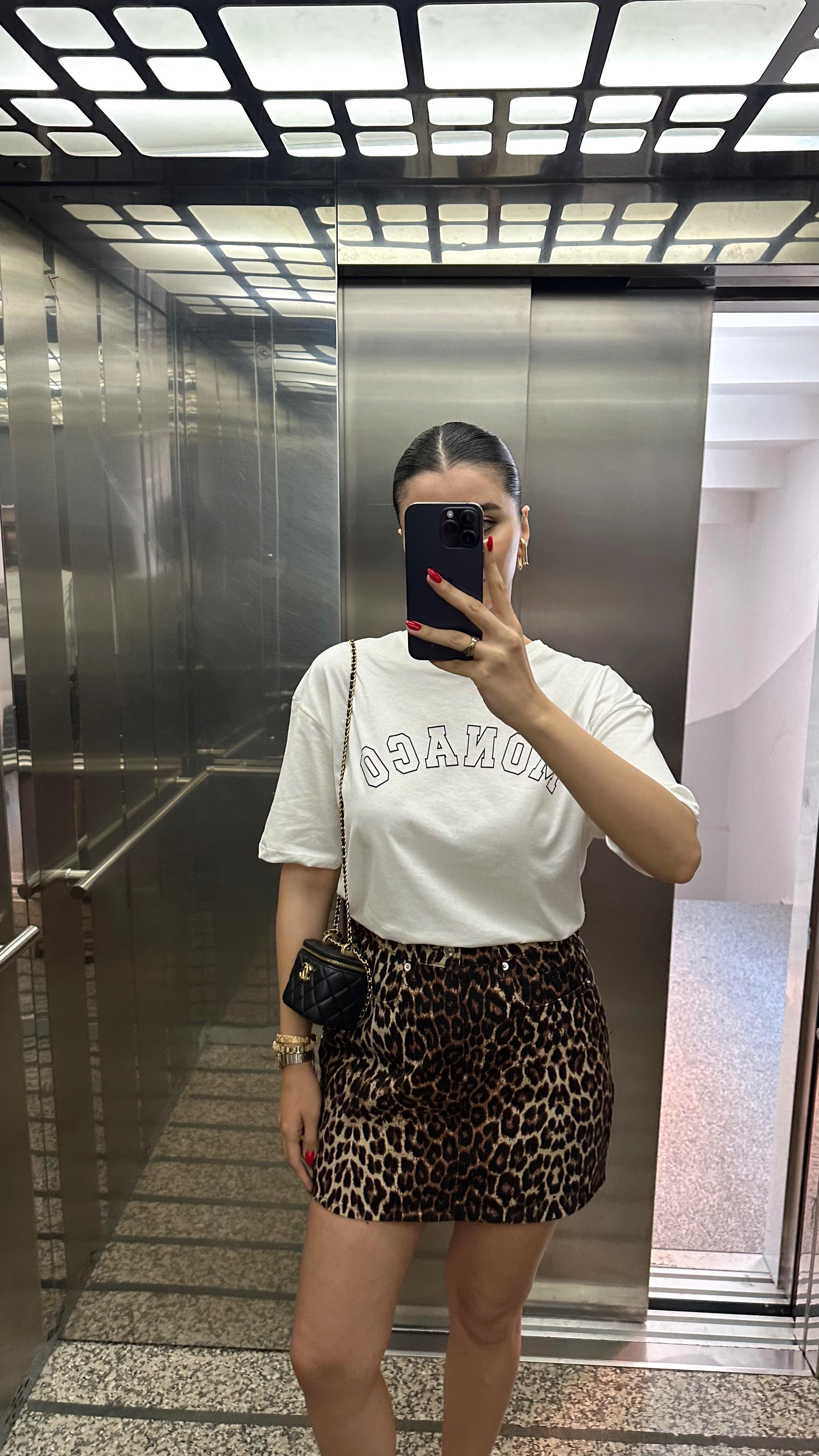 Monaco Baskılı Beyaz Tshirt