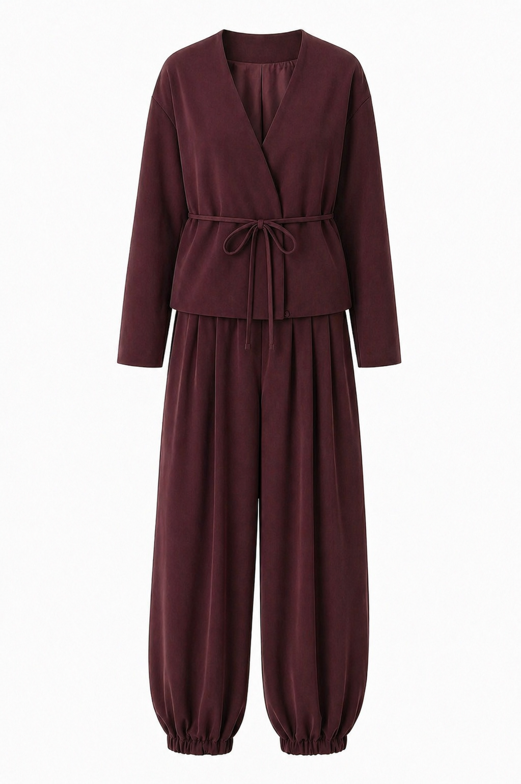 Mürdüm Kimono-Şalvar Takım