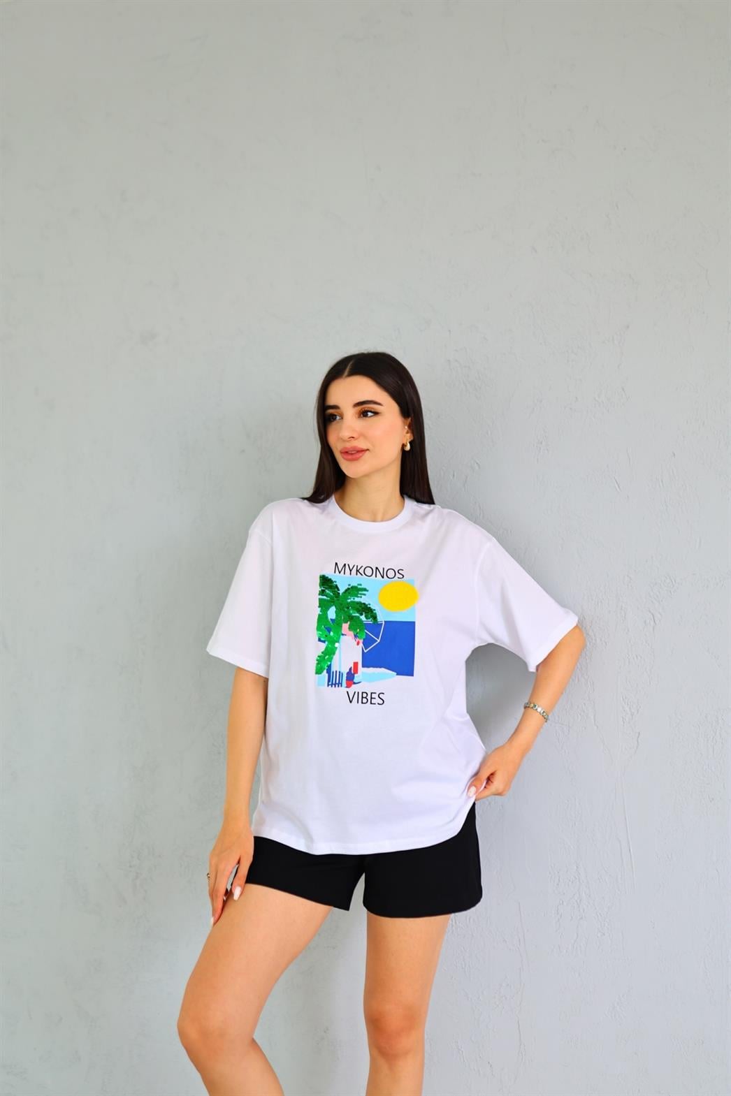 Mykonos Beyaz Tshirt