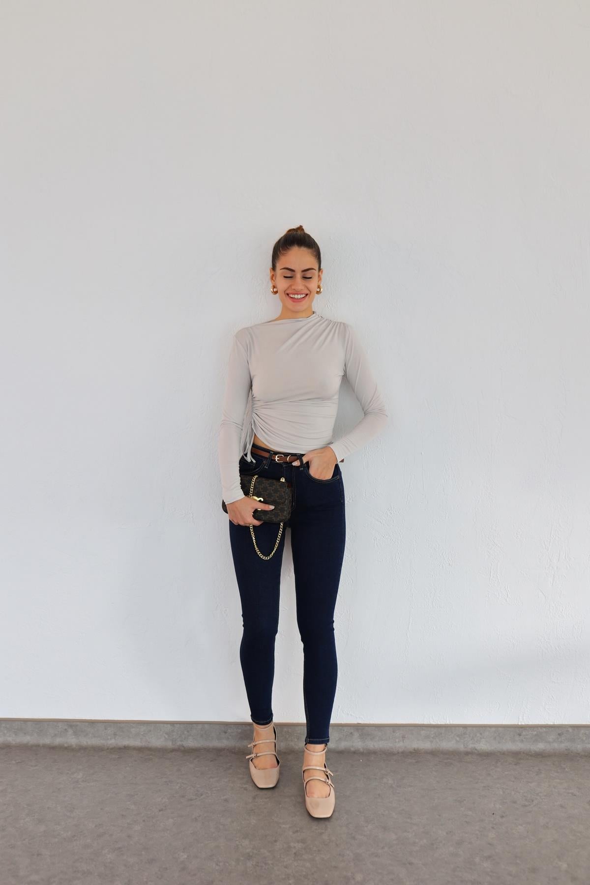 Nara Kahve Dikişli Skinny Jean