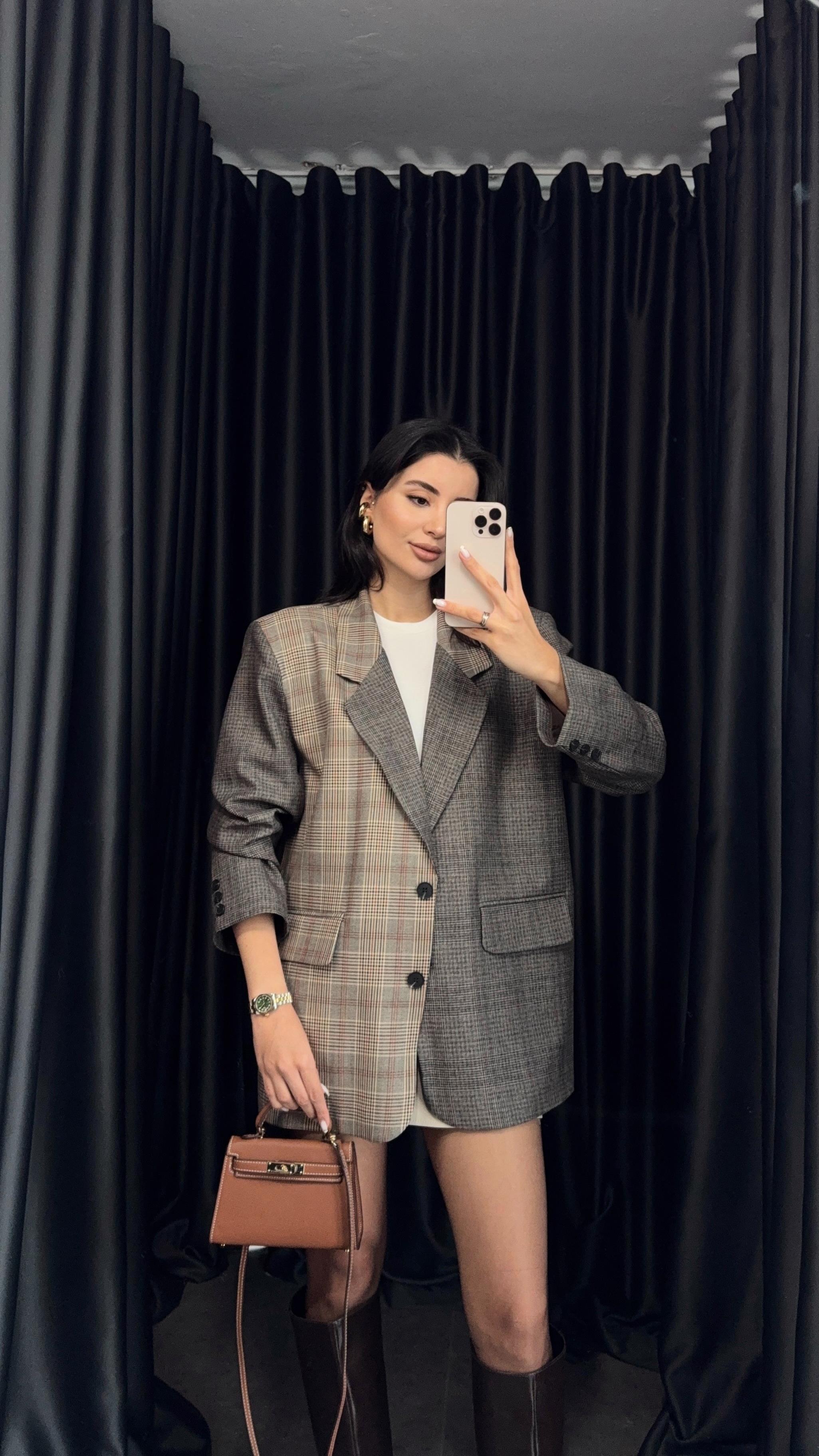 Oversize Ekose Ceket