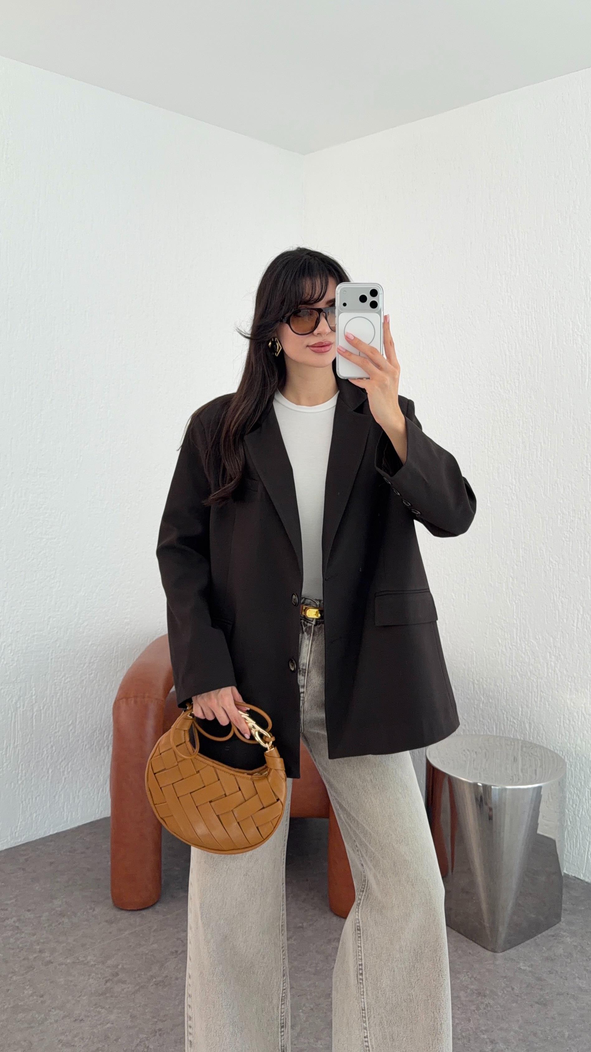 Oversize Kahverengi Blazer