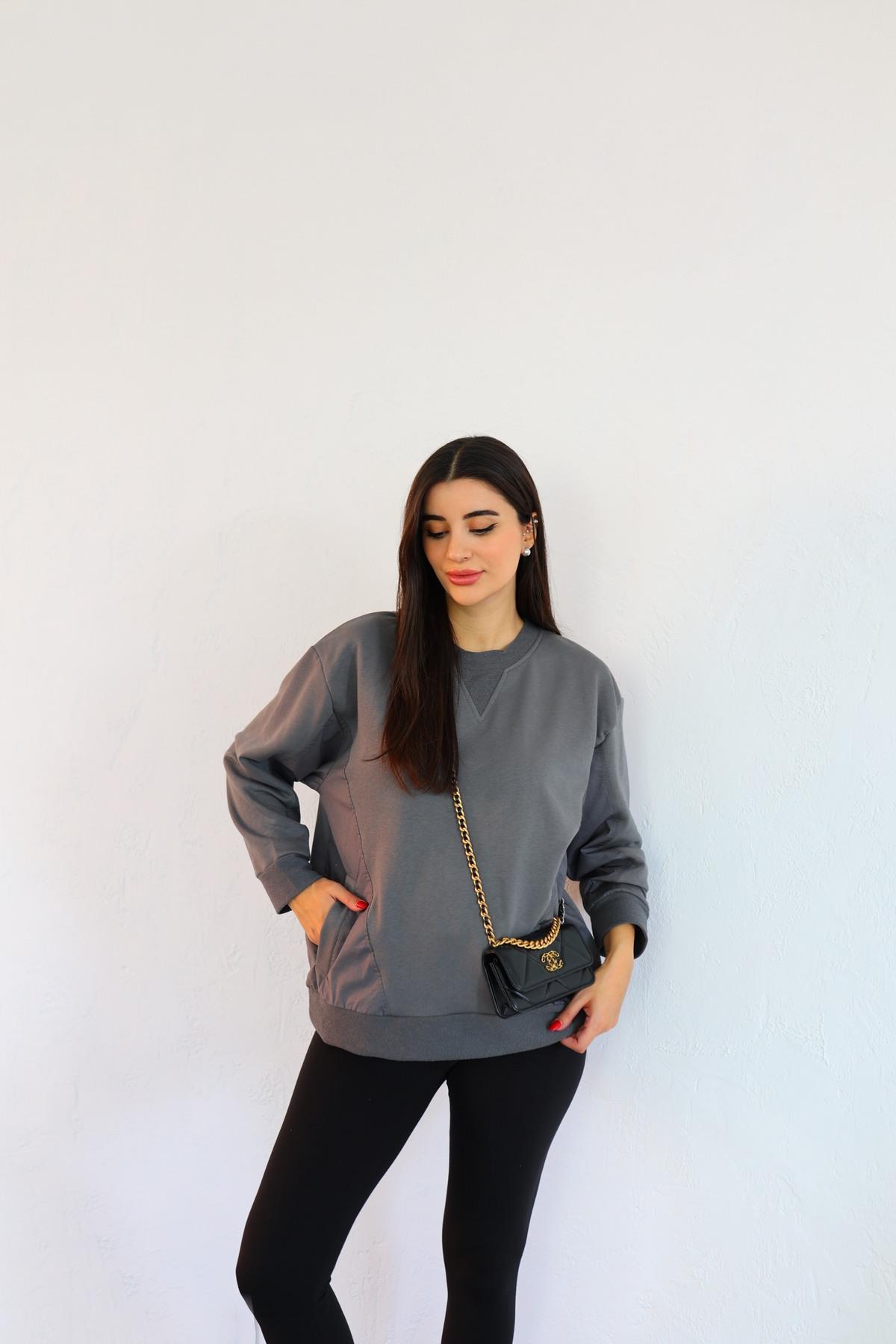 Parçalı Antrasit Sweat