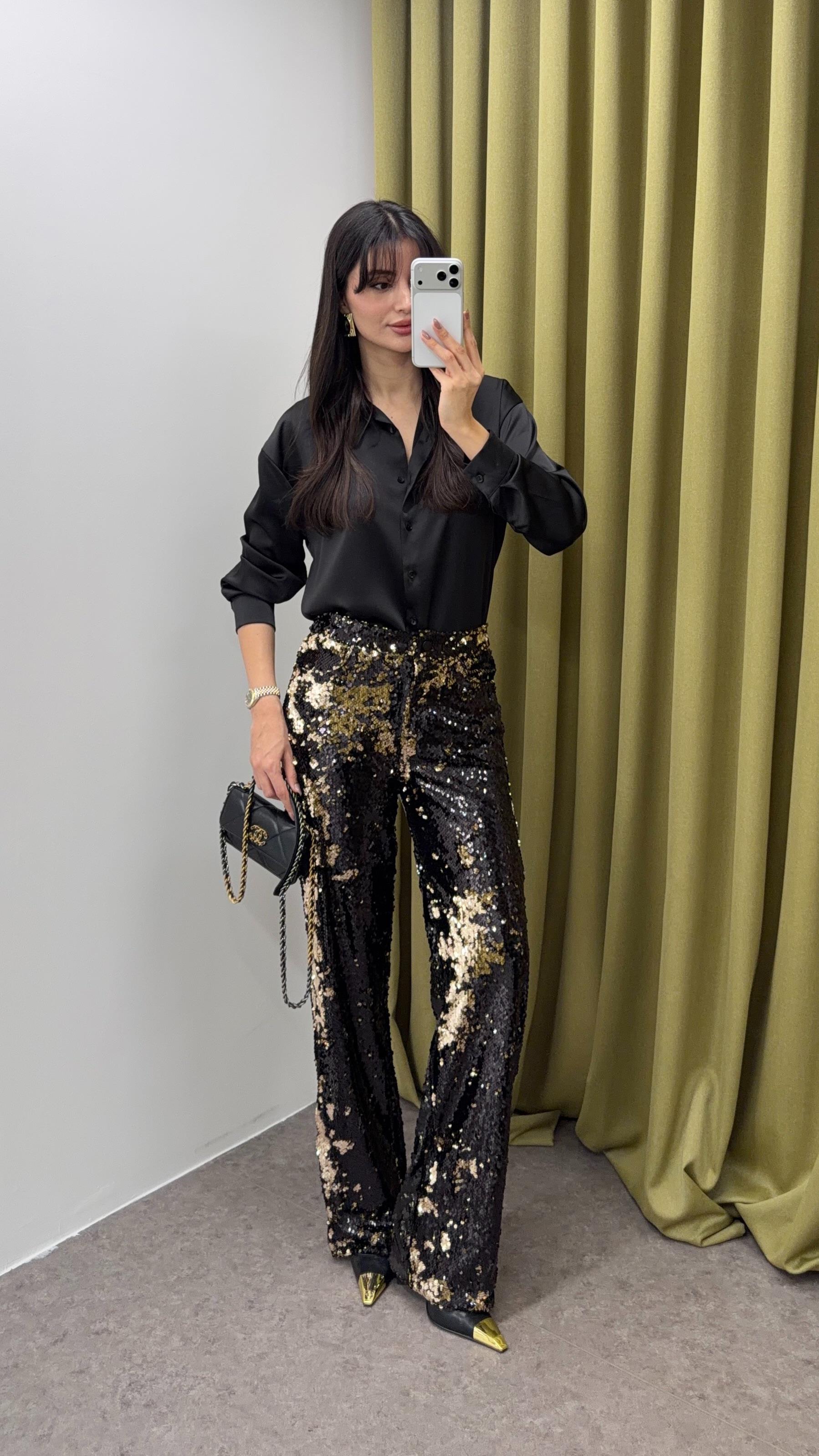 Payetli 3 Boyutlu Pantolon