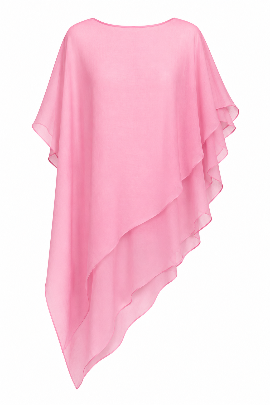 Pembe Asimetrik Şifon Bluz