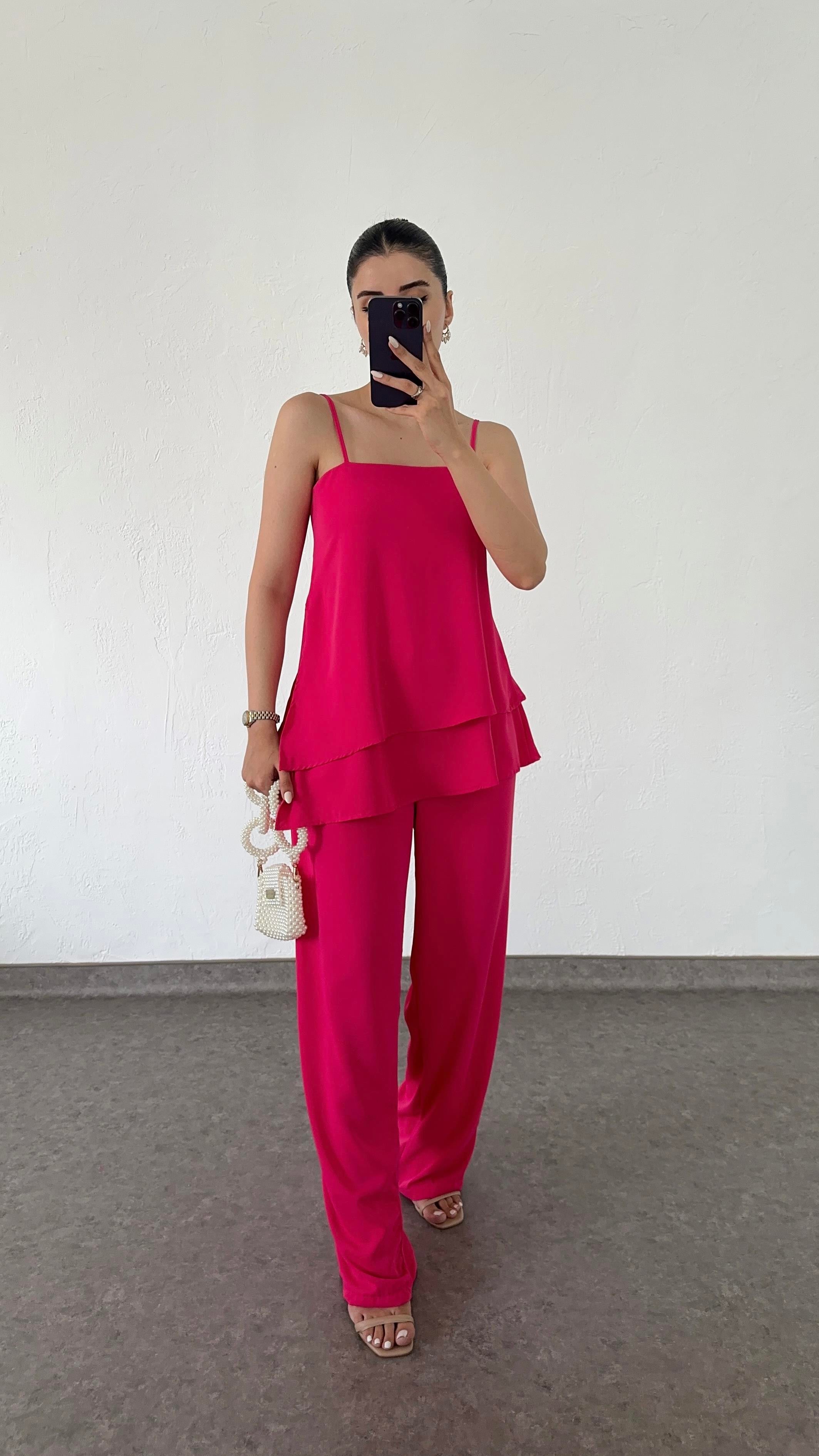 Pembe Mat Saten Takım