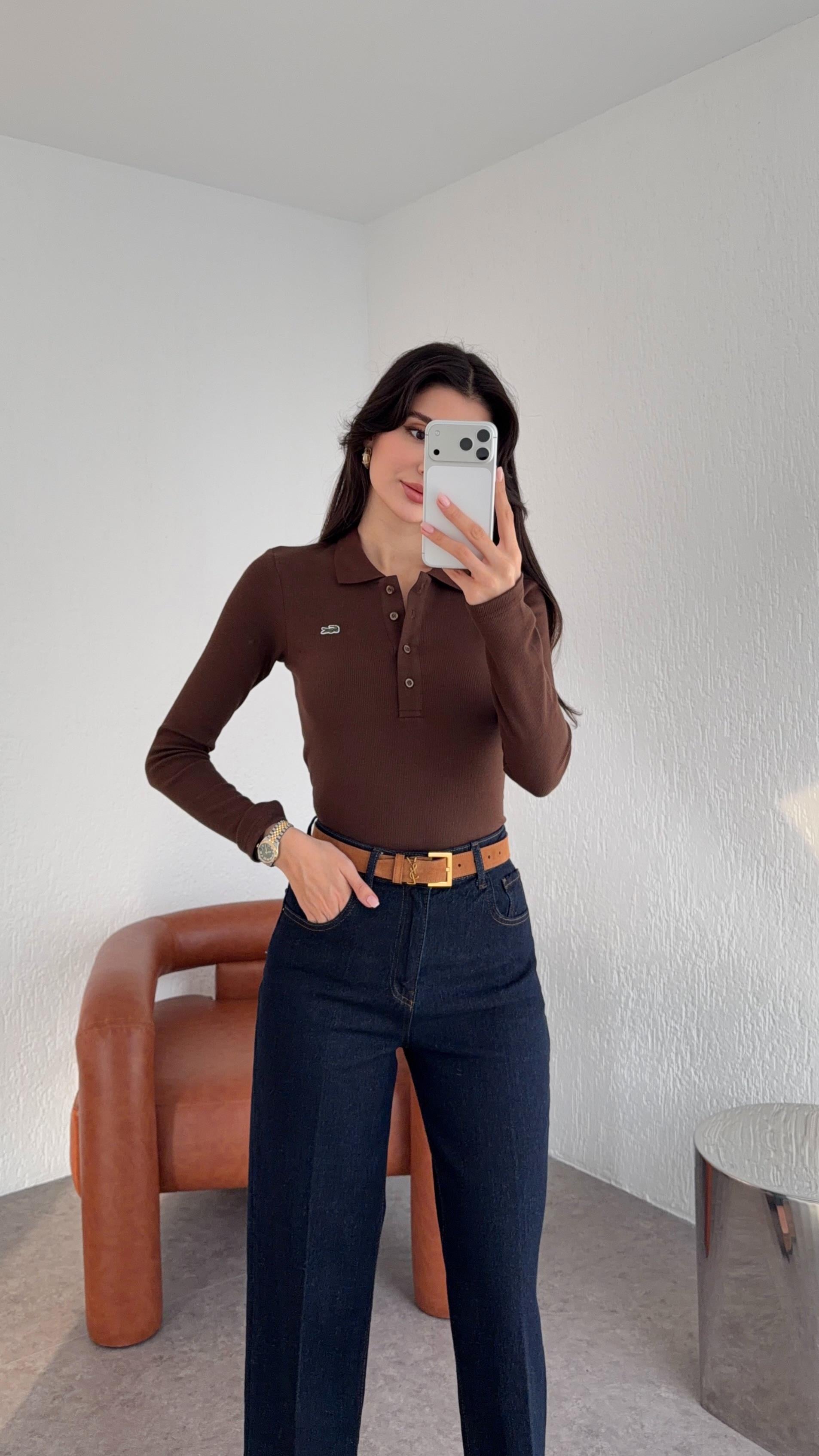 Polo Yaka Kahverengi Kaşkorse Basic