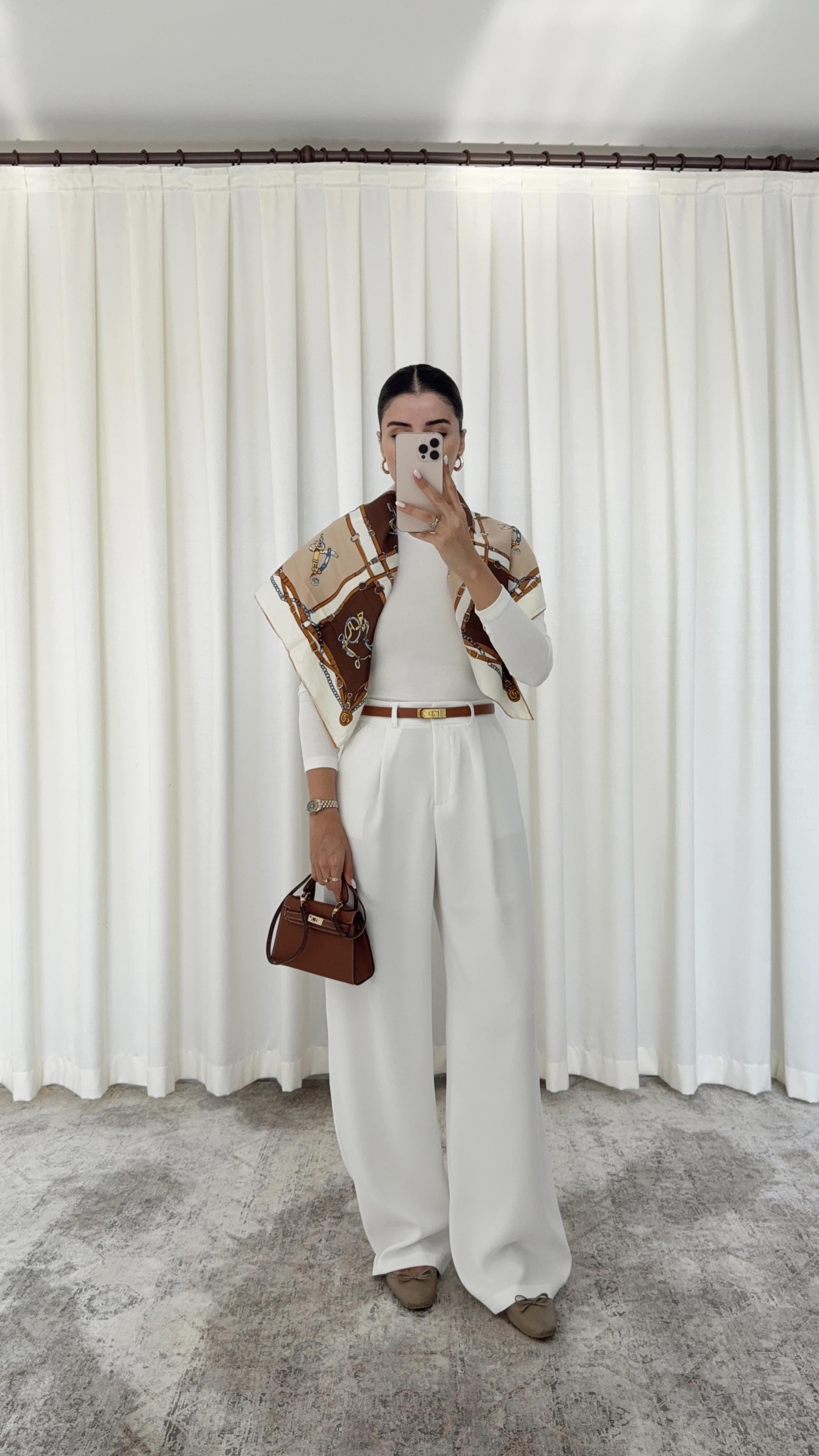 Premium Beyaz Palazzo Pantolon