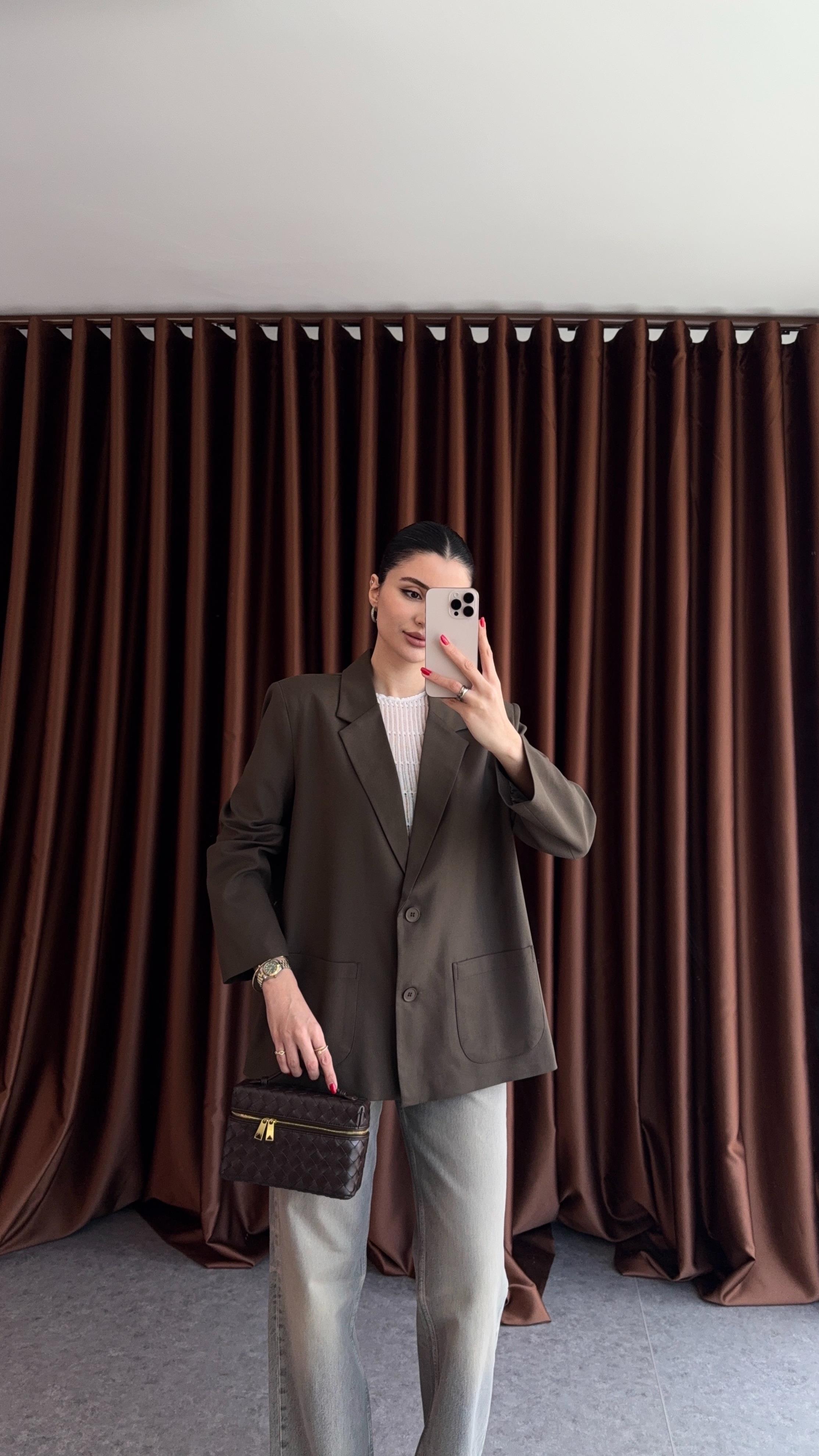 Premium Kahverengi Blazer Ceket