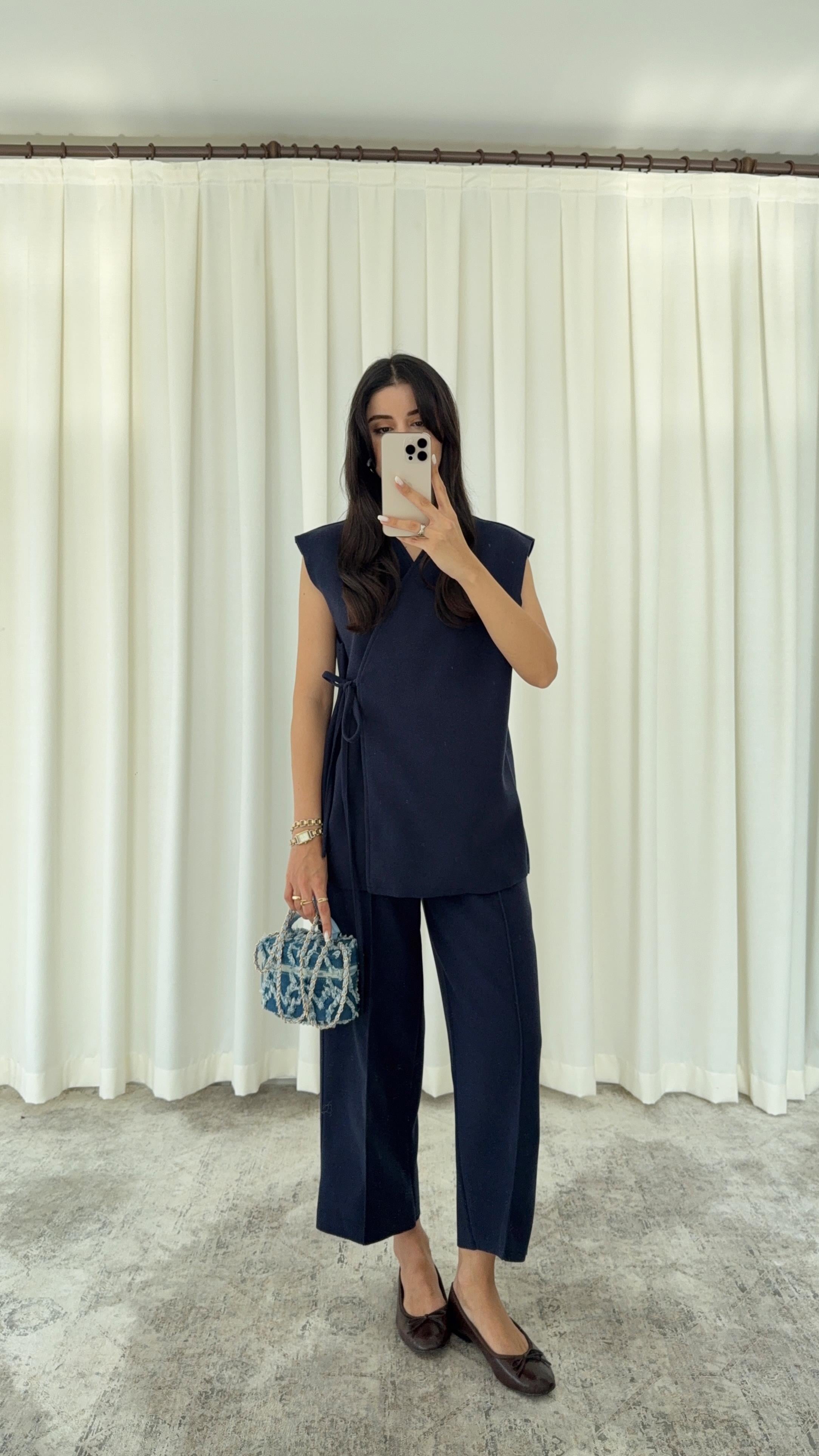 Premium Kaşe Lacivert Yelek-Pantolon Takım