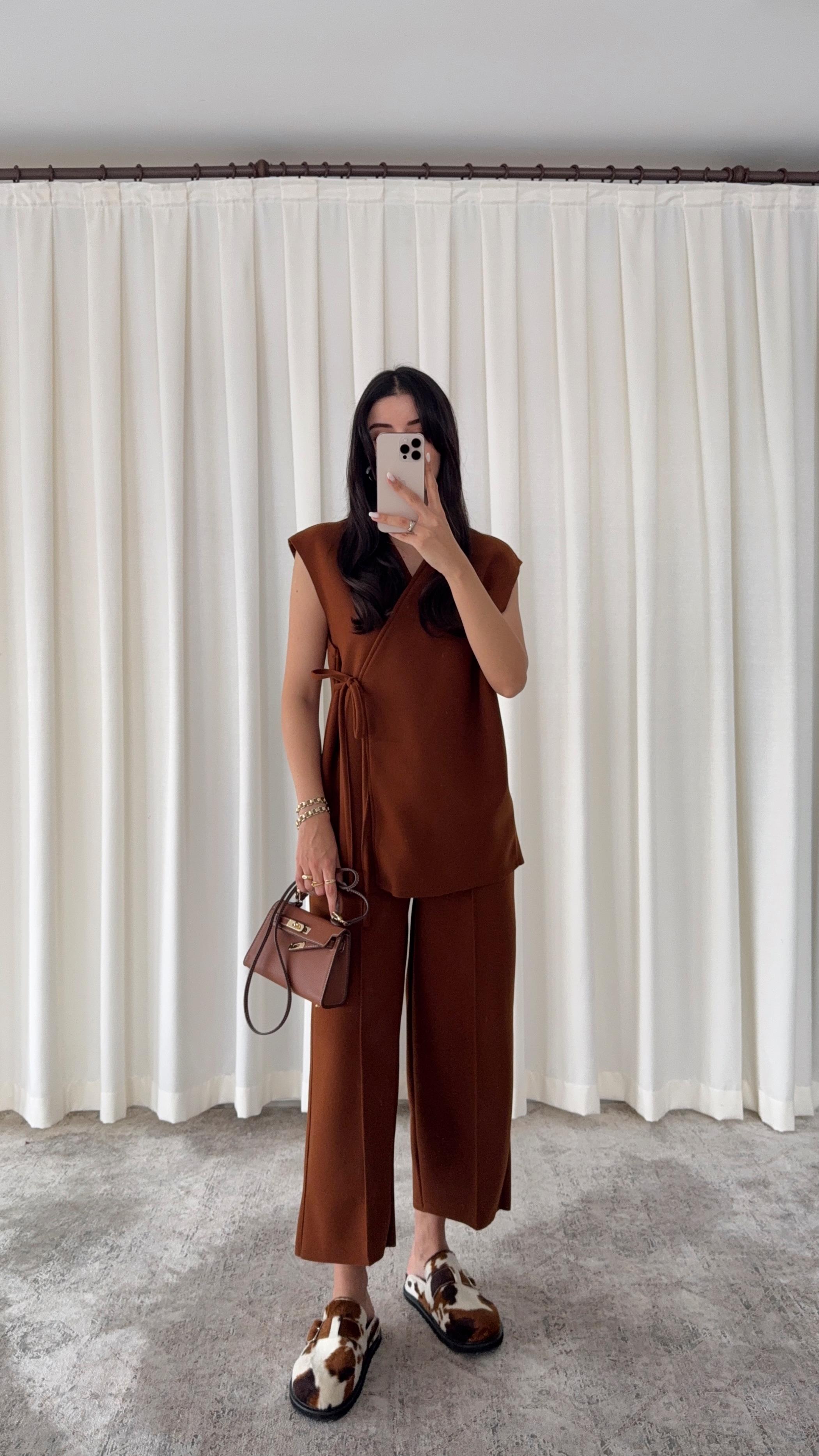 Premium Kaşe Tarçın Yelek-Pantolon Takım