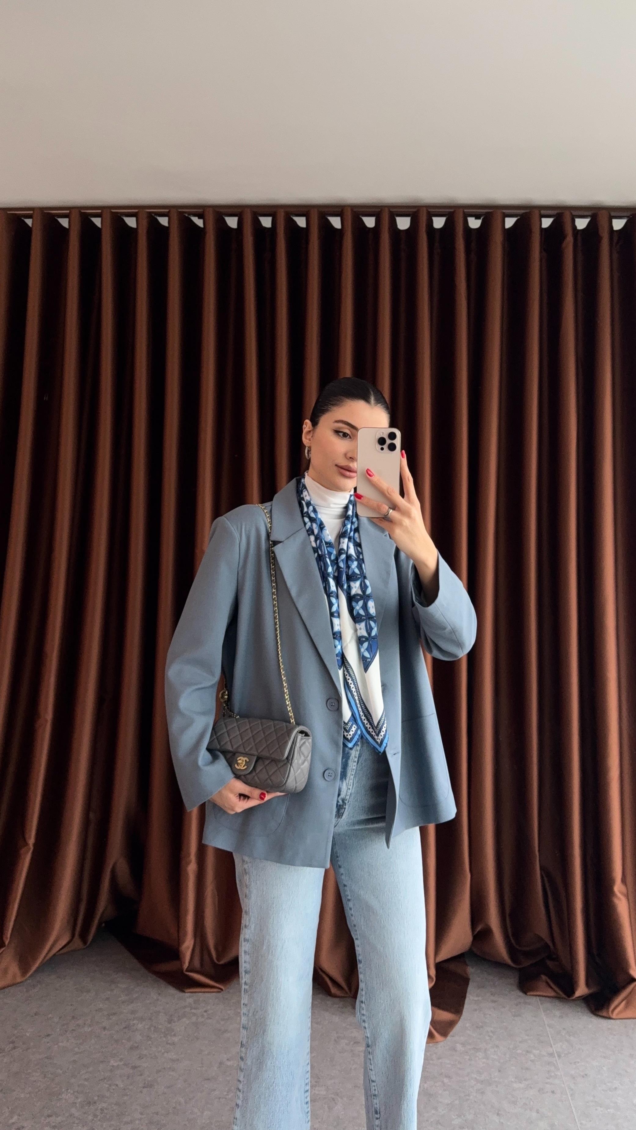 Premium Mavi Blazer Ceket