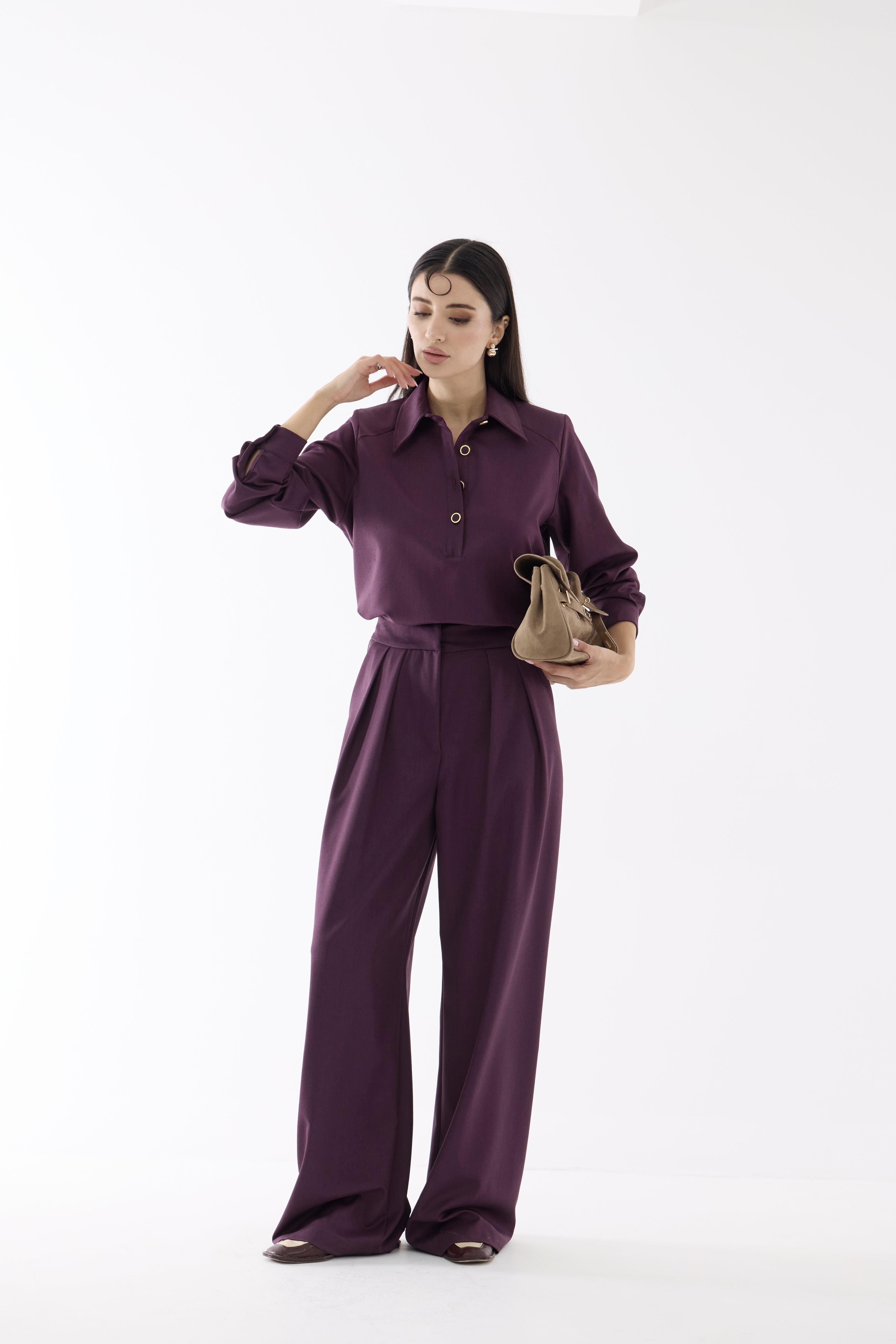 Premium Palazzo Mürdüm Pantolon