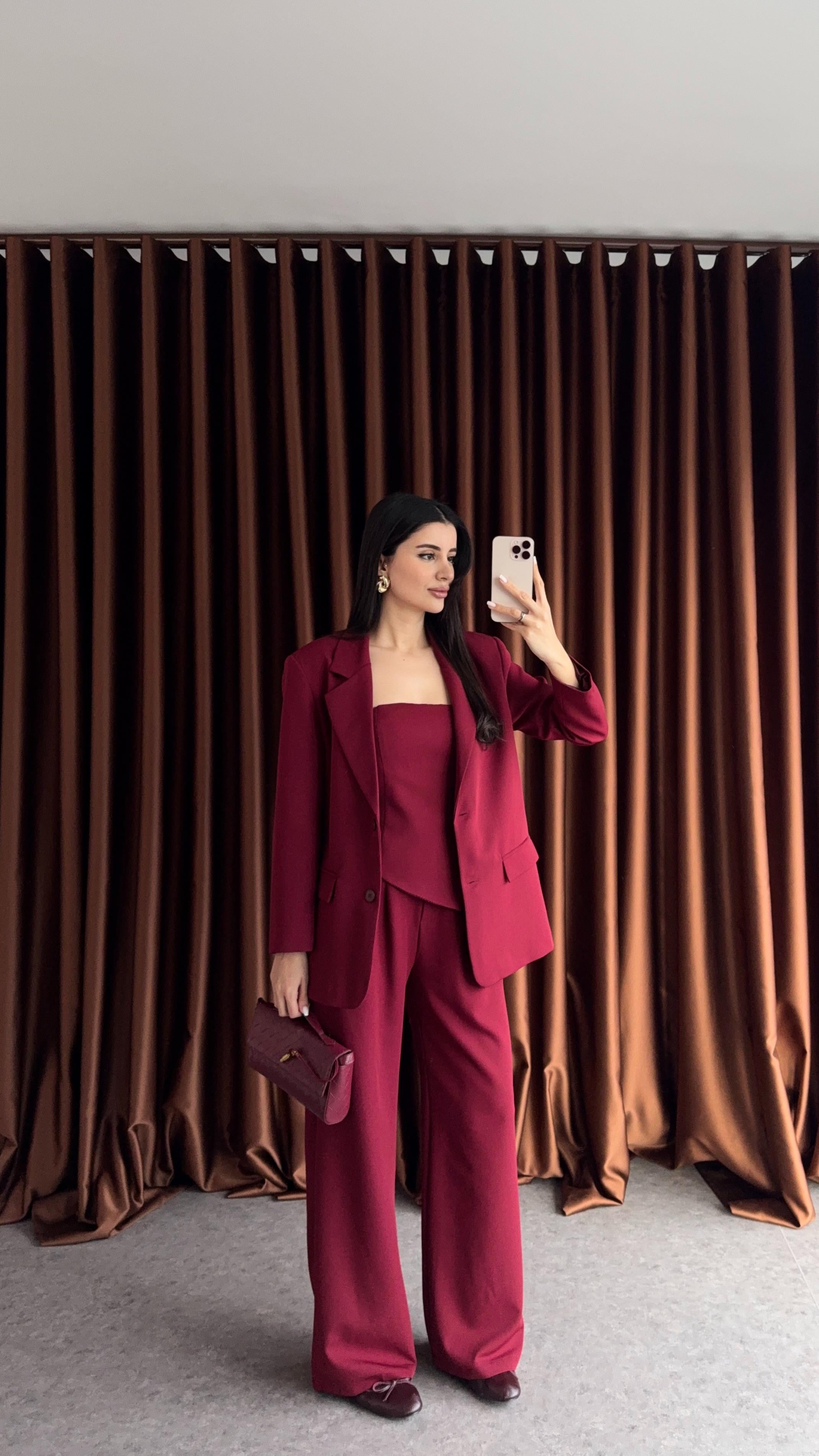 Premium Üçlü Bordo Takım
