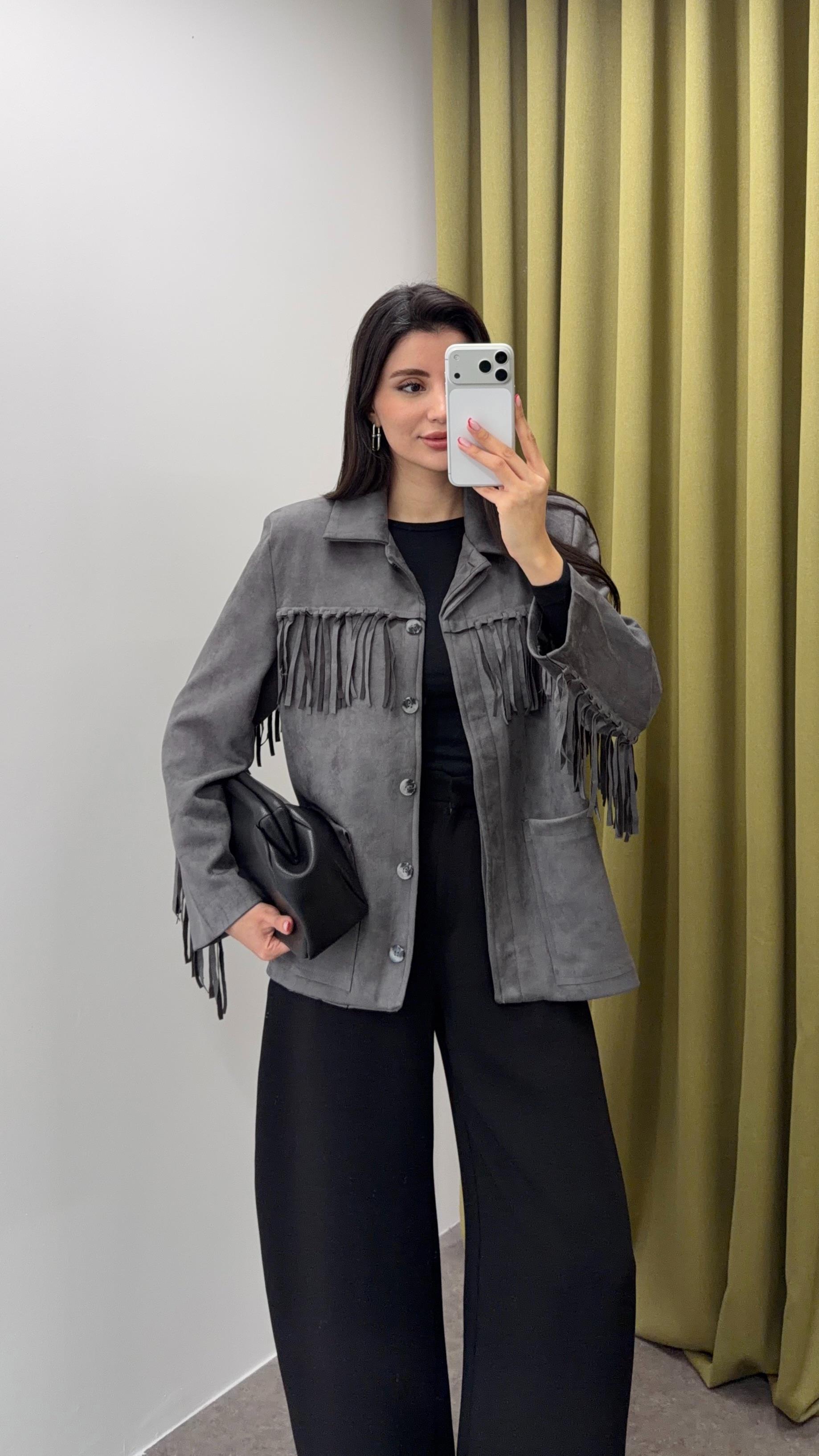 Püsküllü Süet Ceket