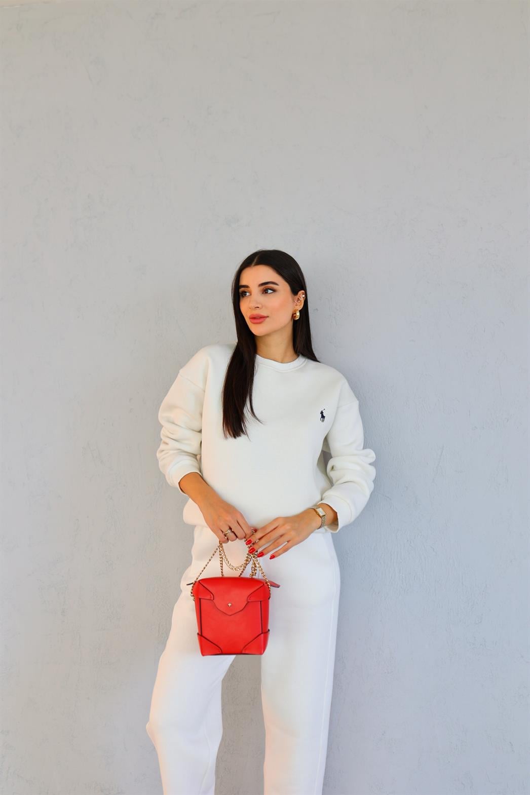 Ralph 3 İplik Beyaz Sweat