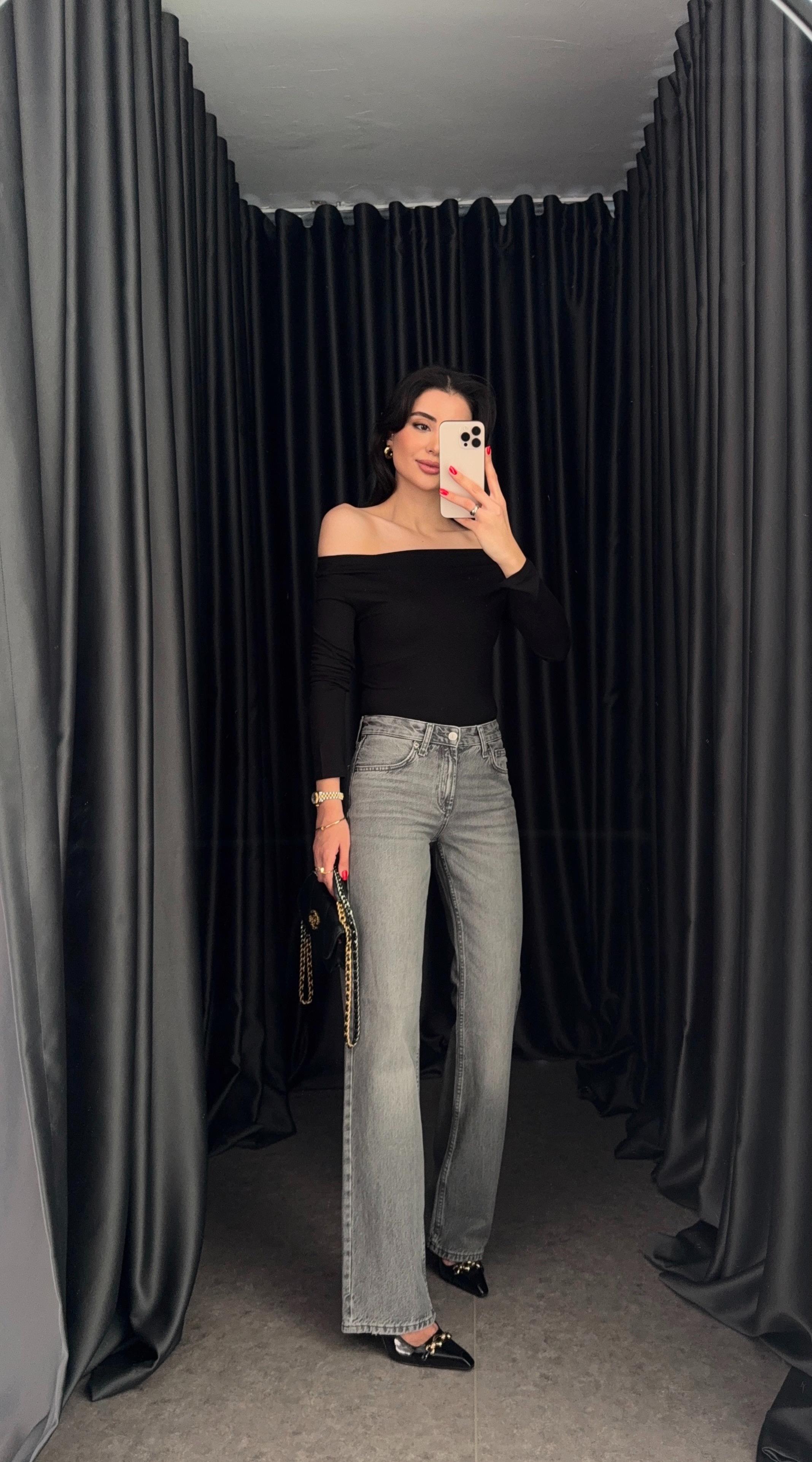 Relaxed Fit Gri Jean