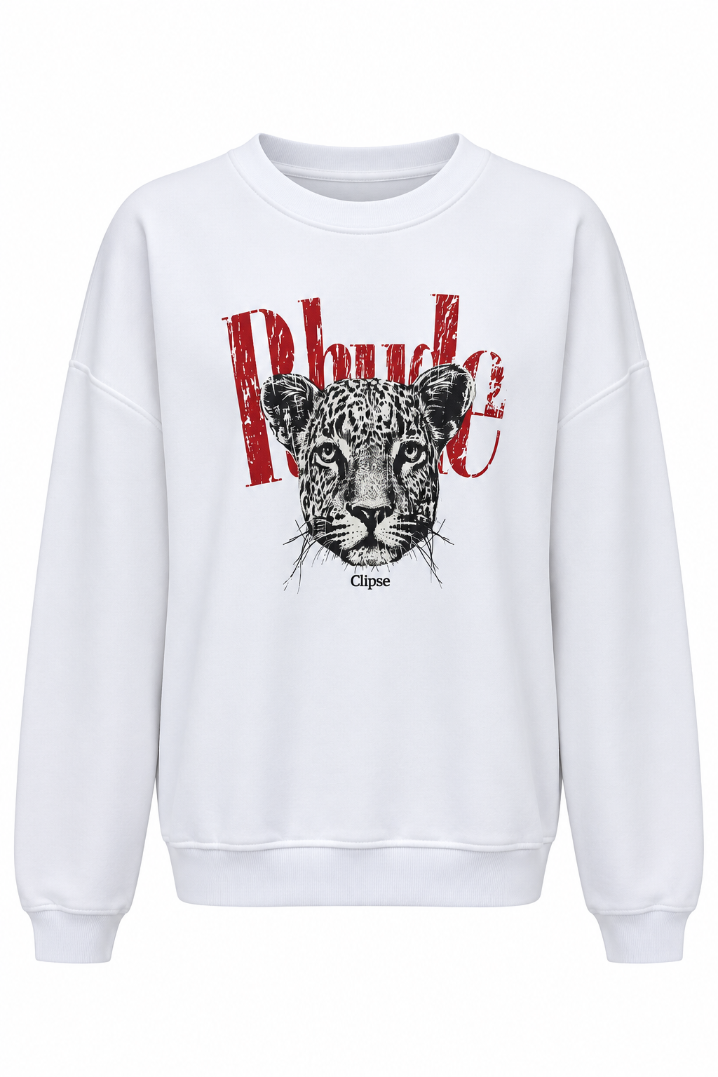 Rhude Leopar Baskılı Bisiklet Yaka Sweat