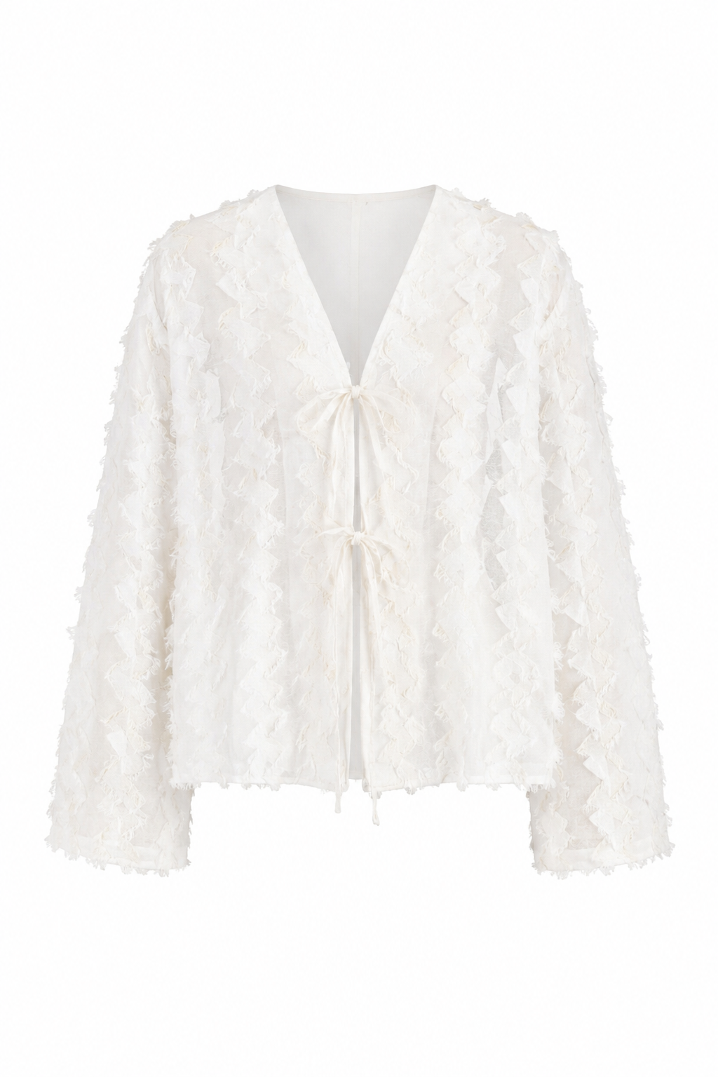 Saçaklı Ekru Kimono