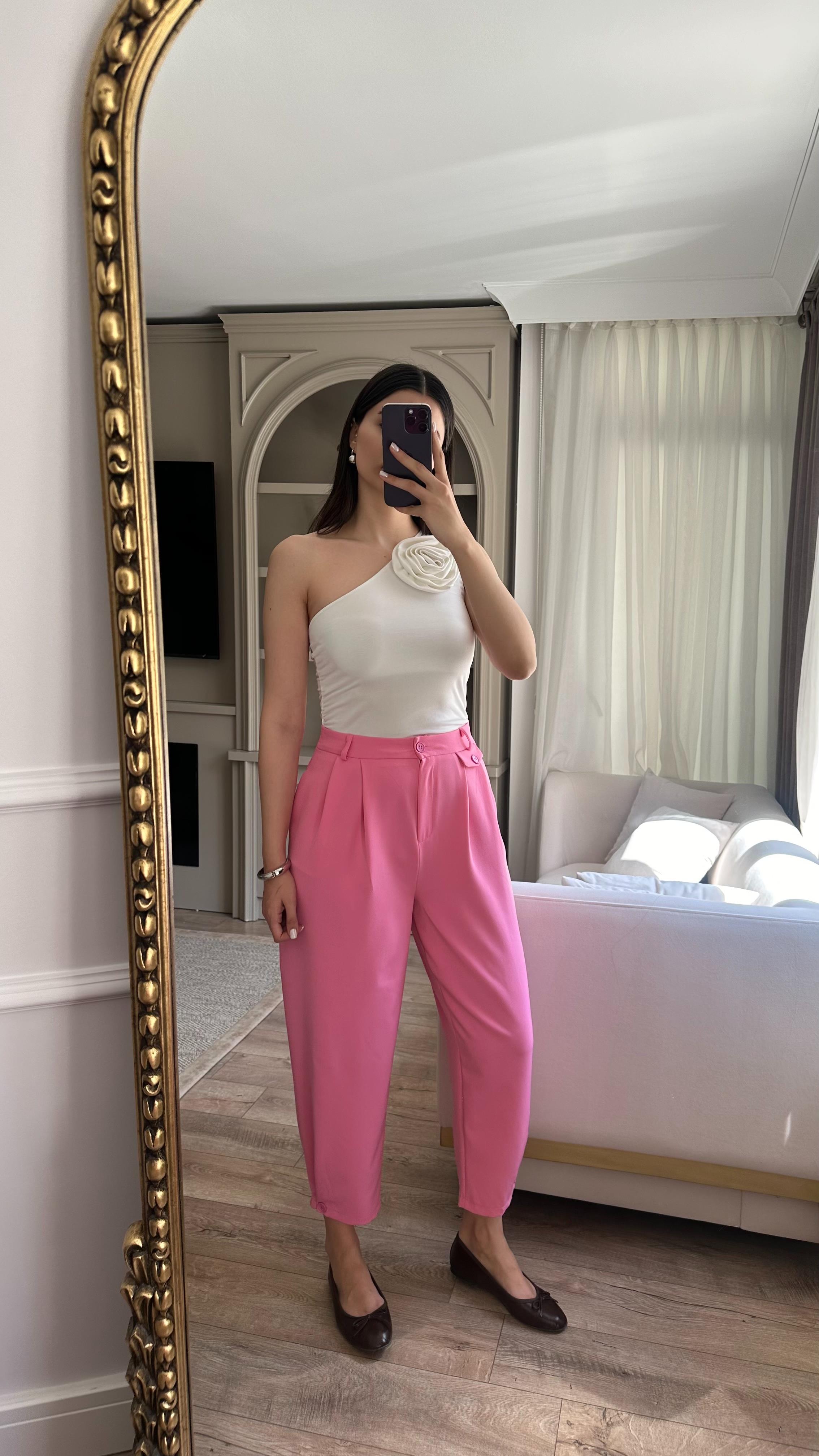 Şalvar Kesim Pembe Pantolon