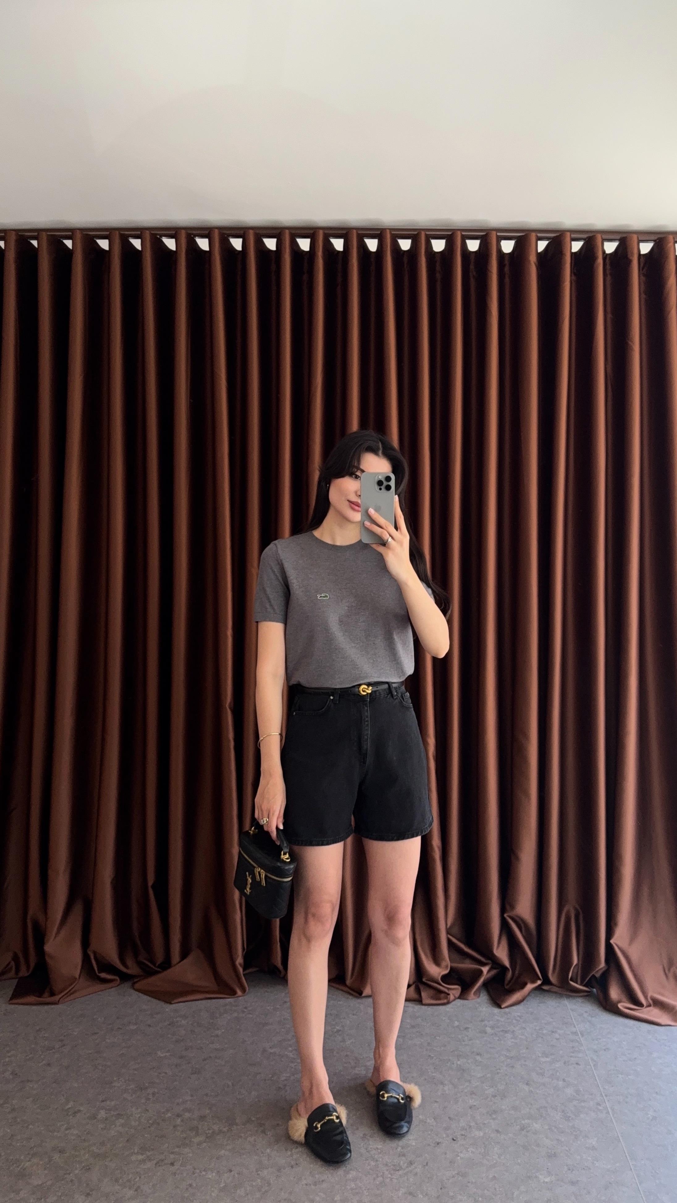 Şehir Boy Antrasit Denim Şort