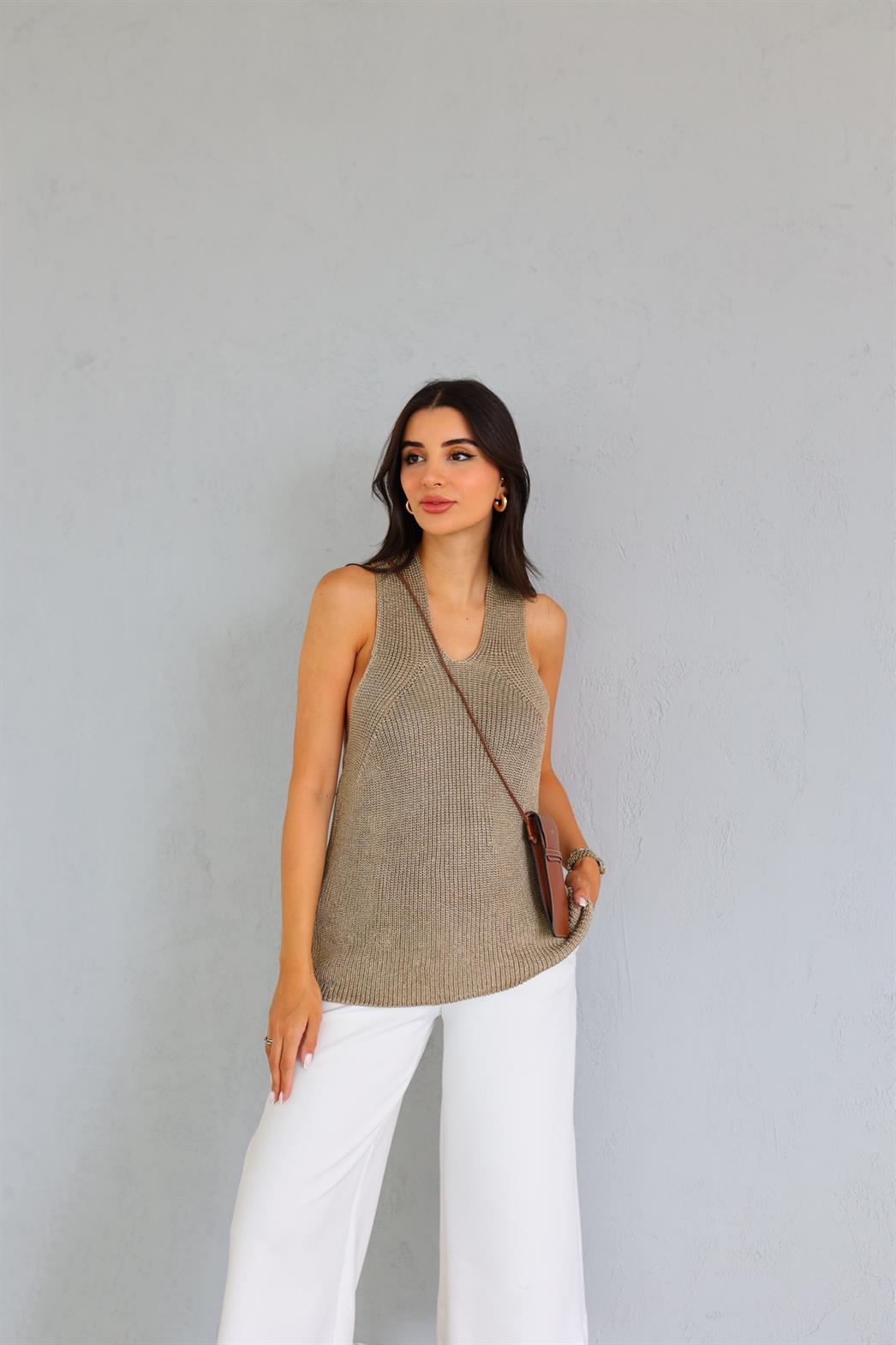 Sim İplikli Bronz Triko