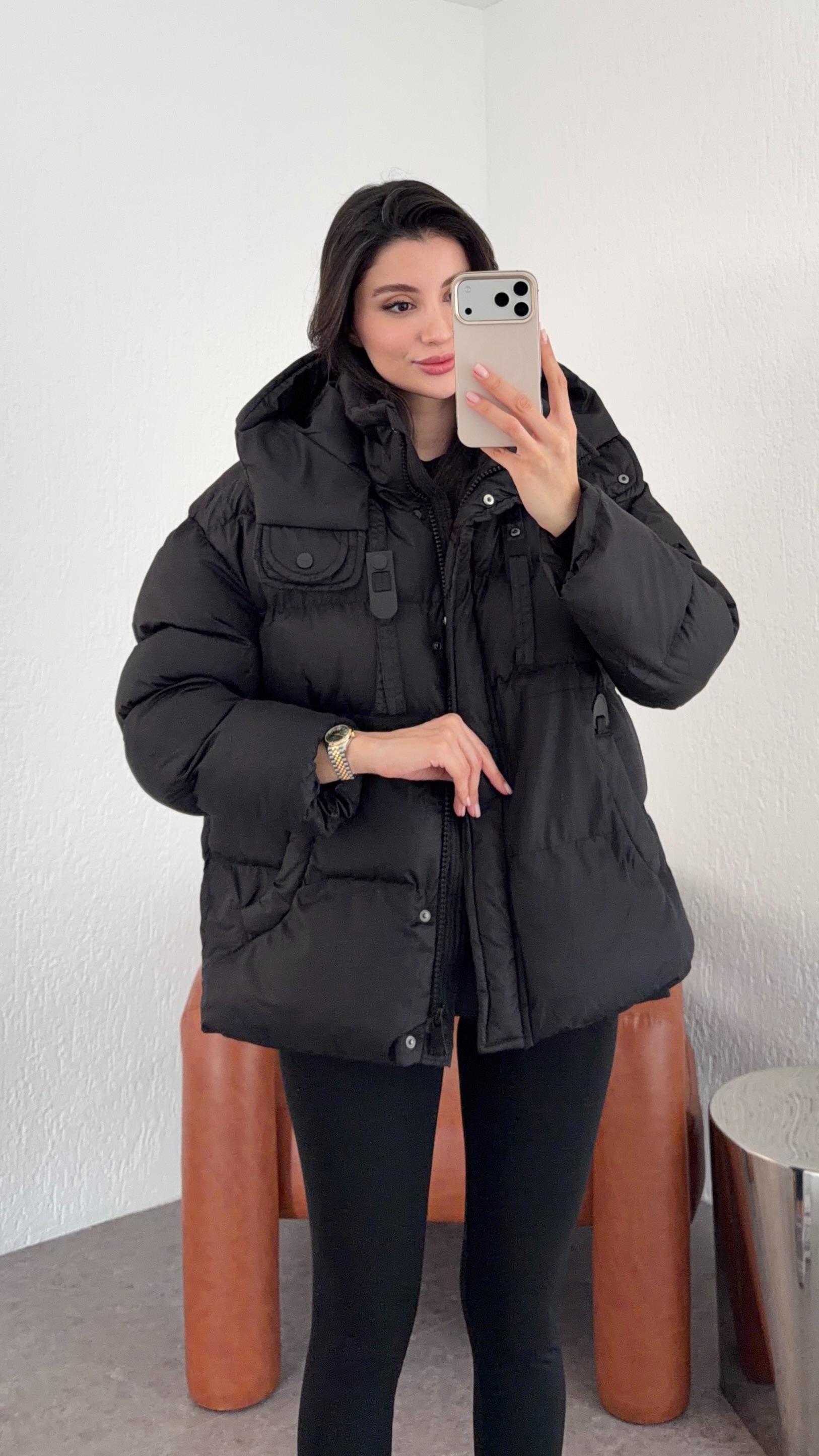 Siyah Premium Şişme Mont