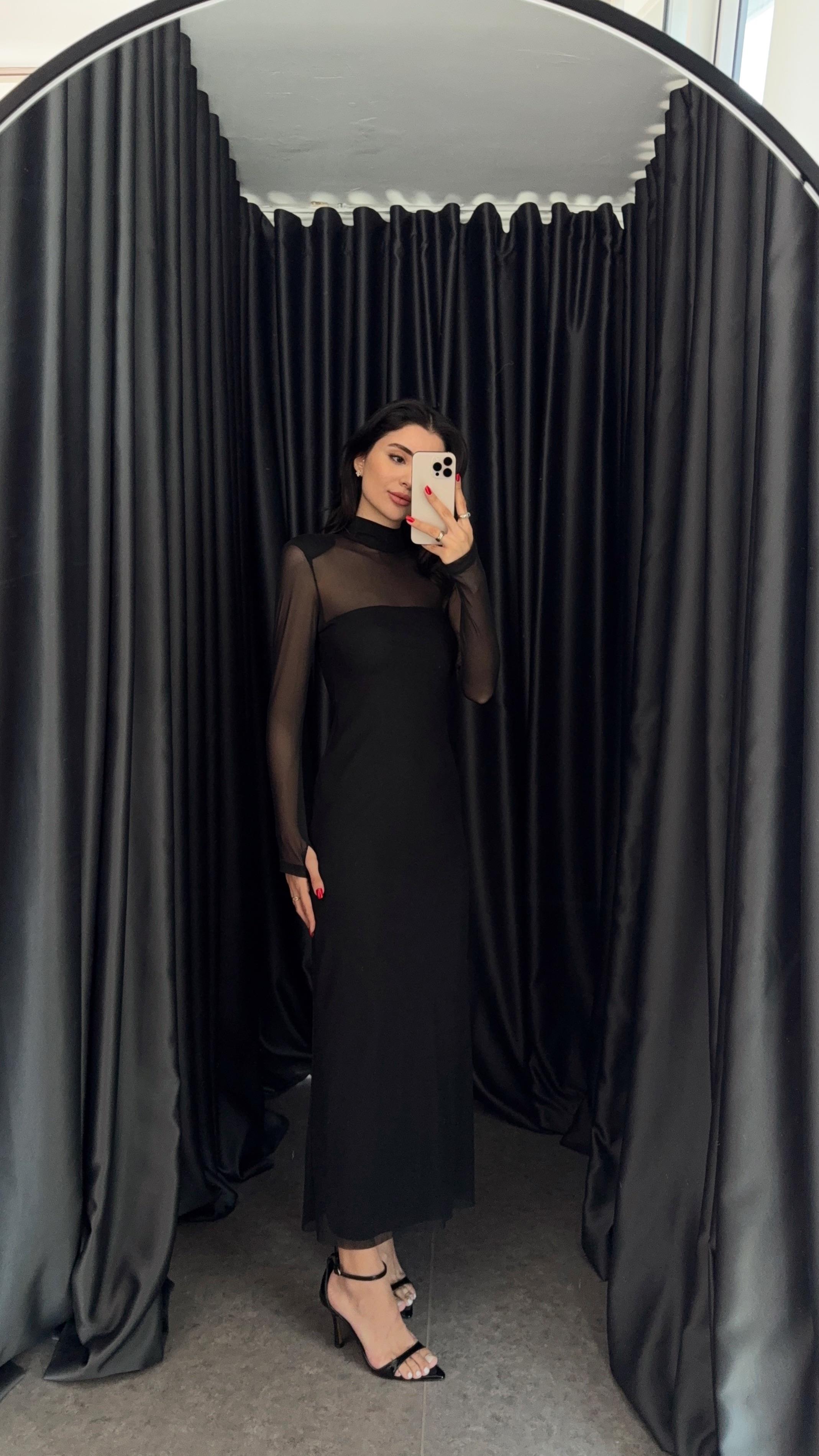 Siyah Transparan Elbise