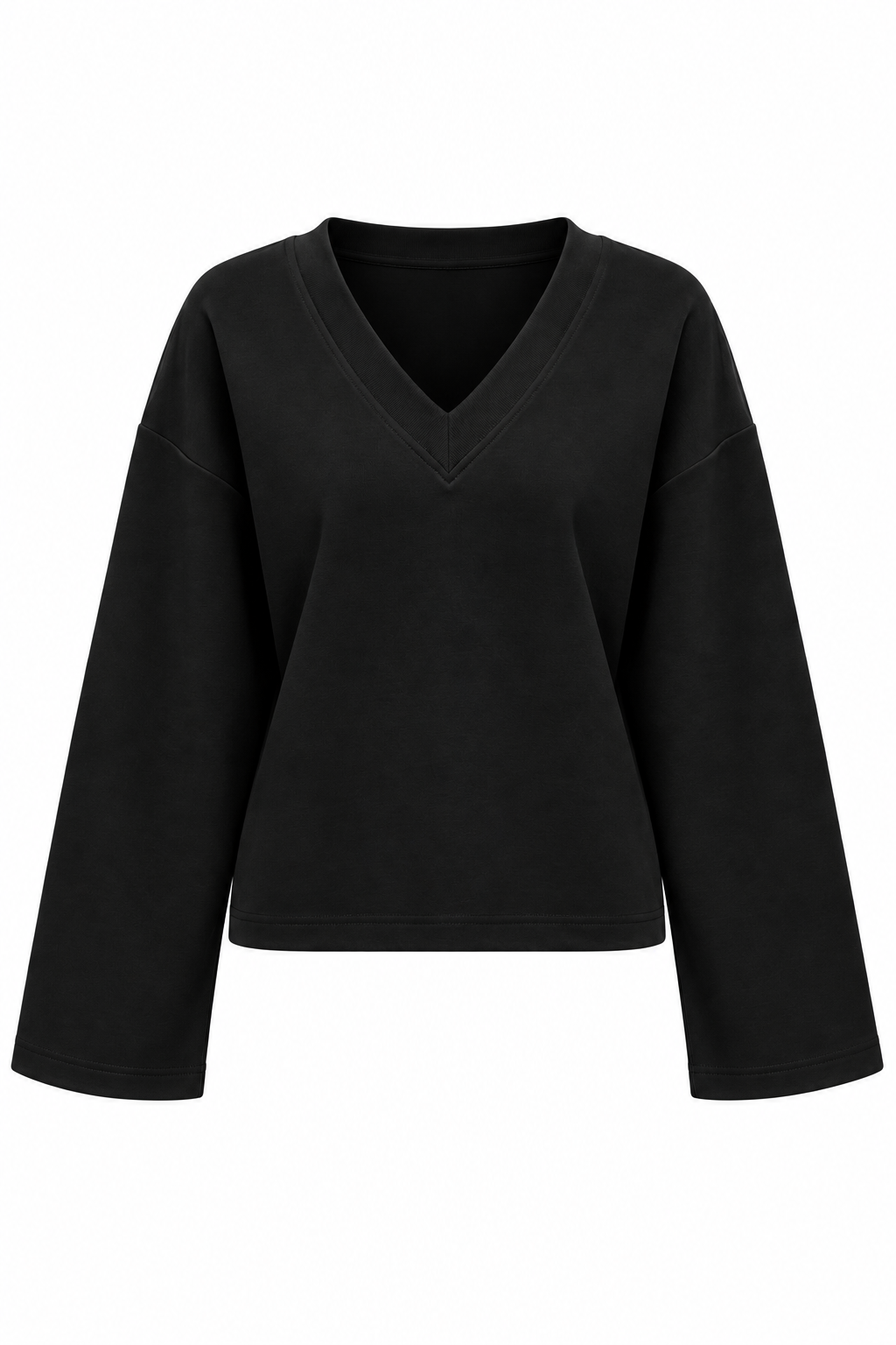 Siyah V Yaka Basic Sweat